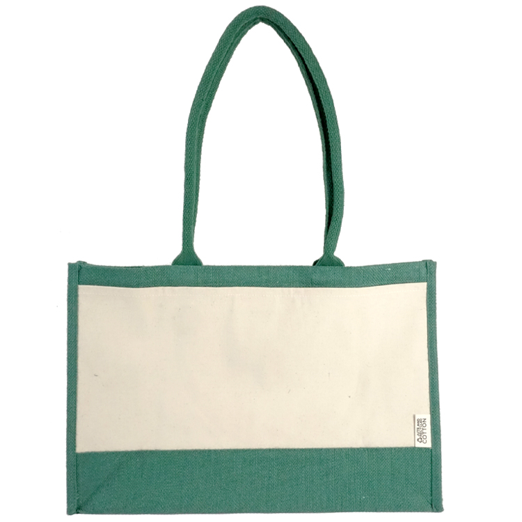 Seattle Recycled Cotton Front Pocket Jute Shopper Tote 6