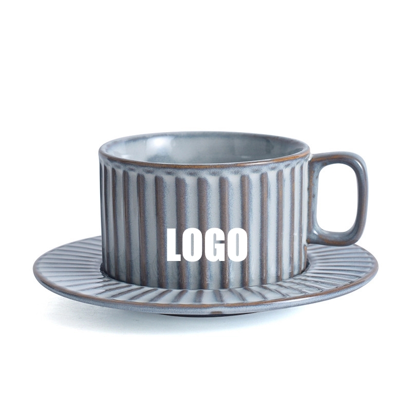 Custom 7 oz Ceramic Coffee Mug Saucer Set 9