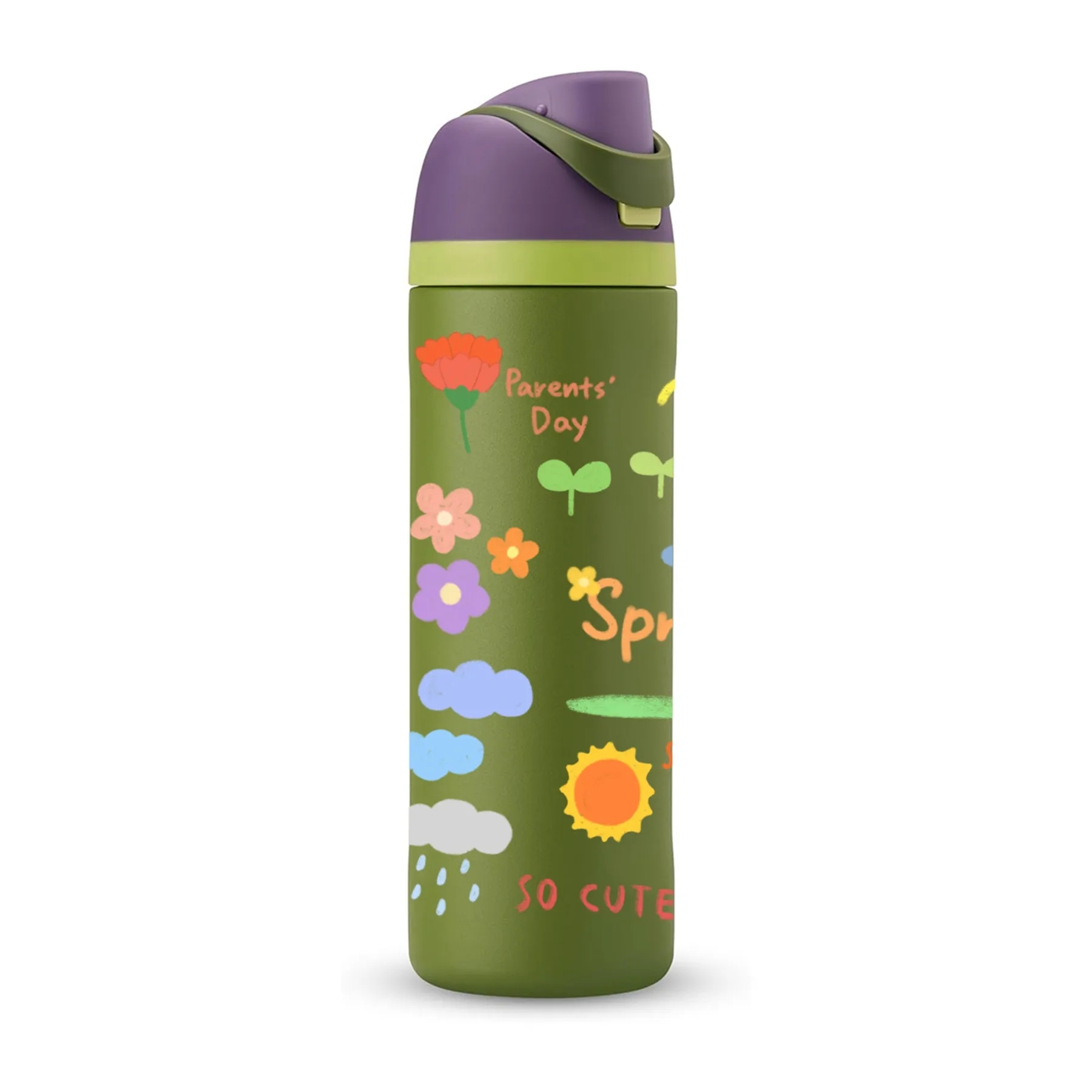 16 Oz. Custom Pattern Spout Lid Water Bottle with Straw 6