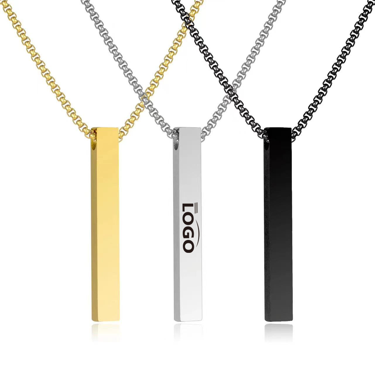 MOQ50 Custom Rectangle Stainless Steel Necklace 1