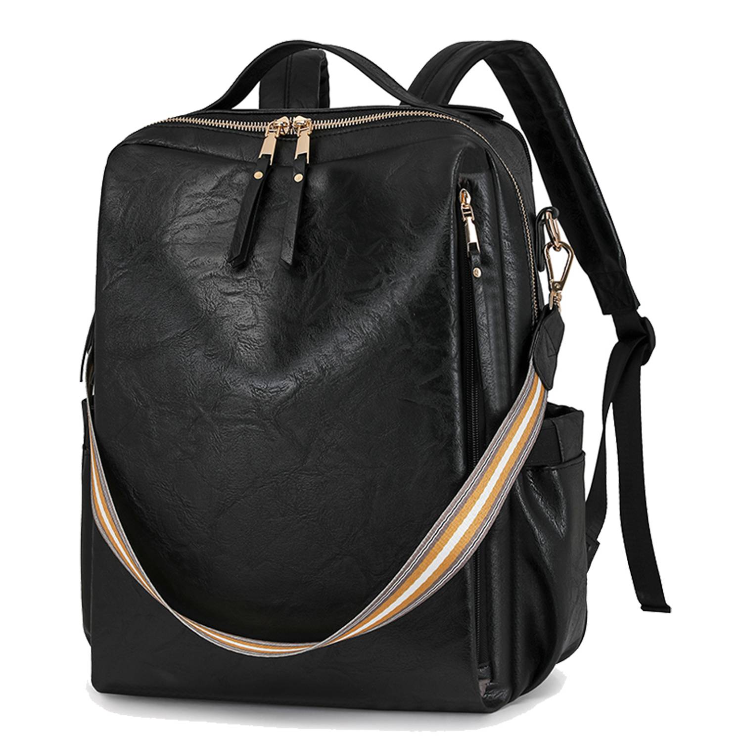 Lightweight Multi-Pocket PU Leather Women Backpack 9