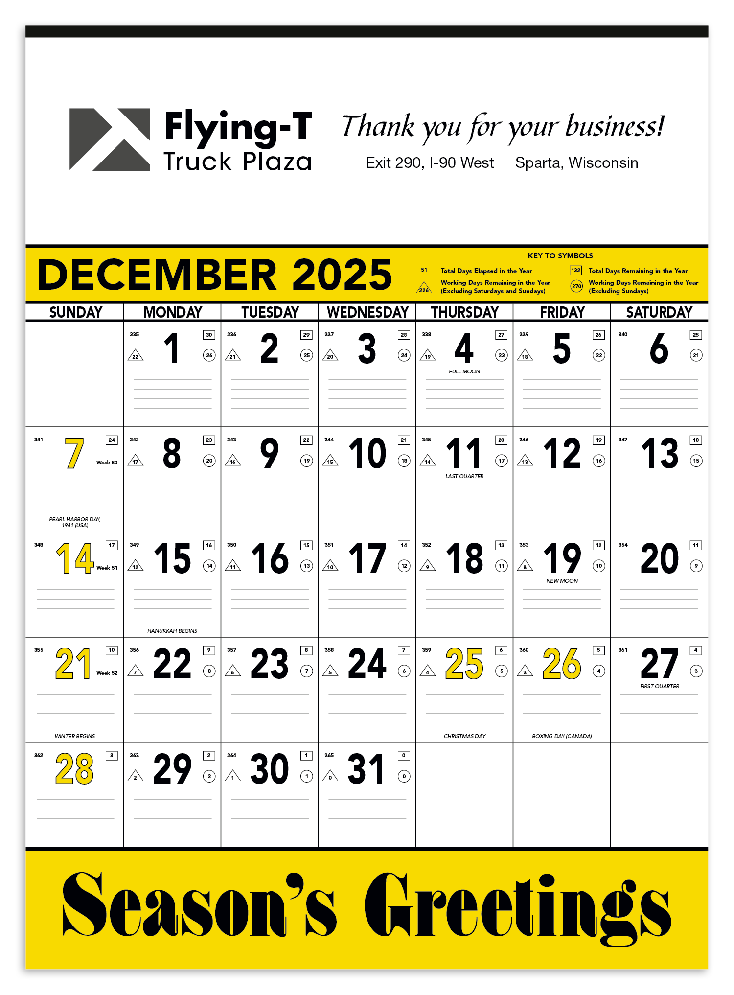 Triumph® Calendars Yellow & Black Contractor Memo Calendar 12