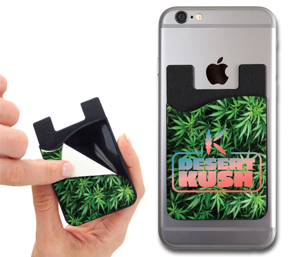 2-in-1 Silicone Phone Wallet w/ Removable Microfiber Screen Cleaner- Cannabis Design 2