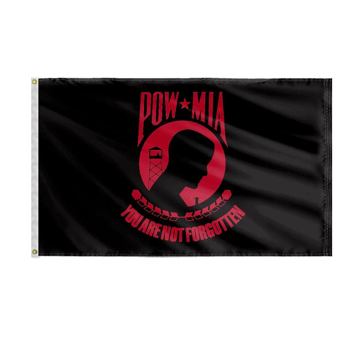POW MIA Flags 2 Sided Seal Appliqued on Nylon Red-Black 1
