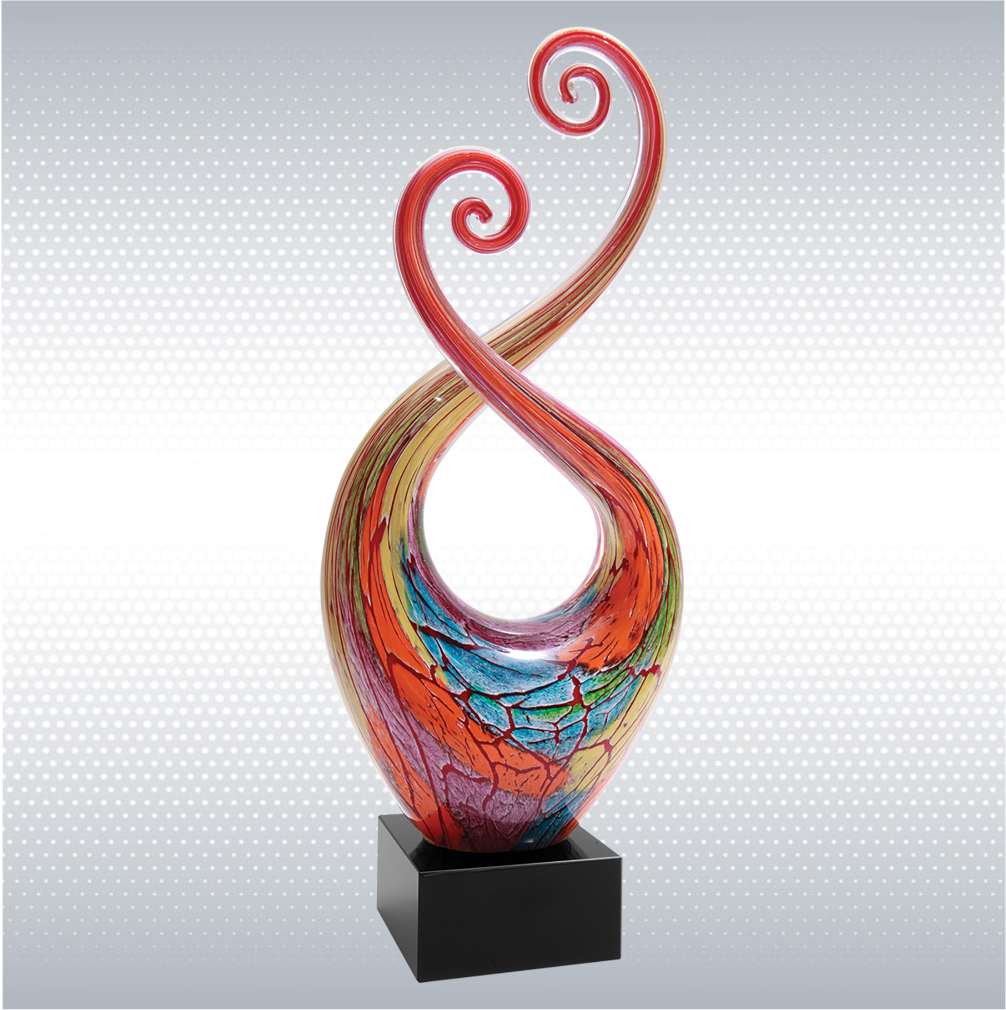 14" Multi-Color Twist Art Glass w/Black Base 3