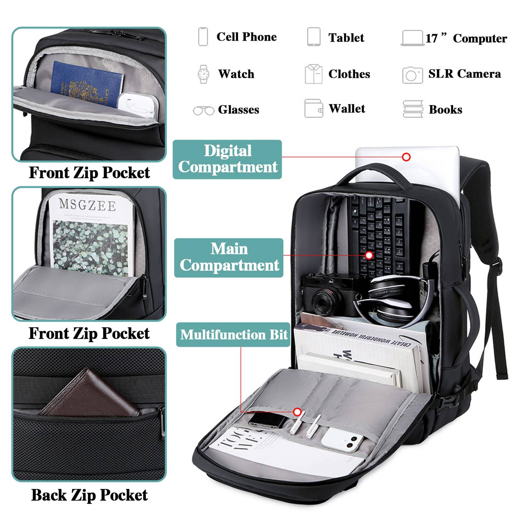 17 inch Laptop Business Travel Backpack 3