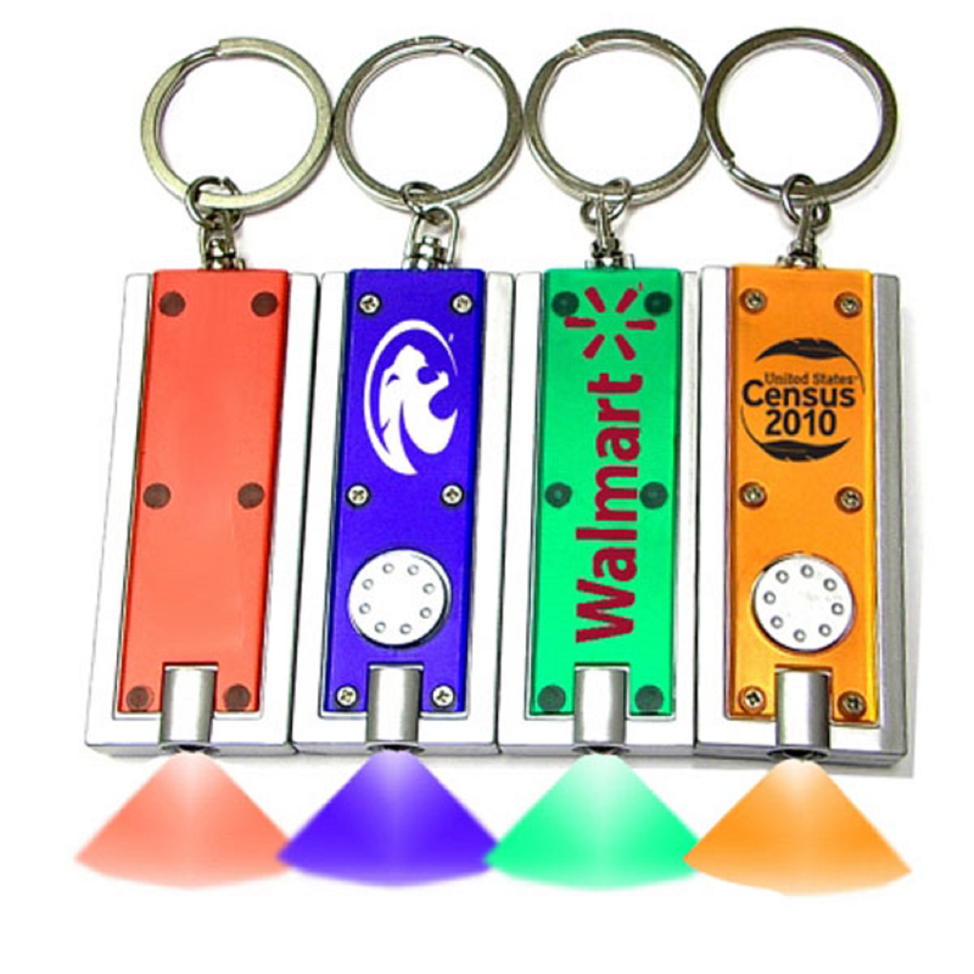 Slim rectangular flash light with colorful light.
