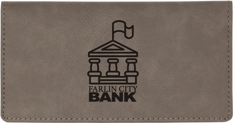 Gray Leatherette Check Book Cover 2