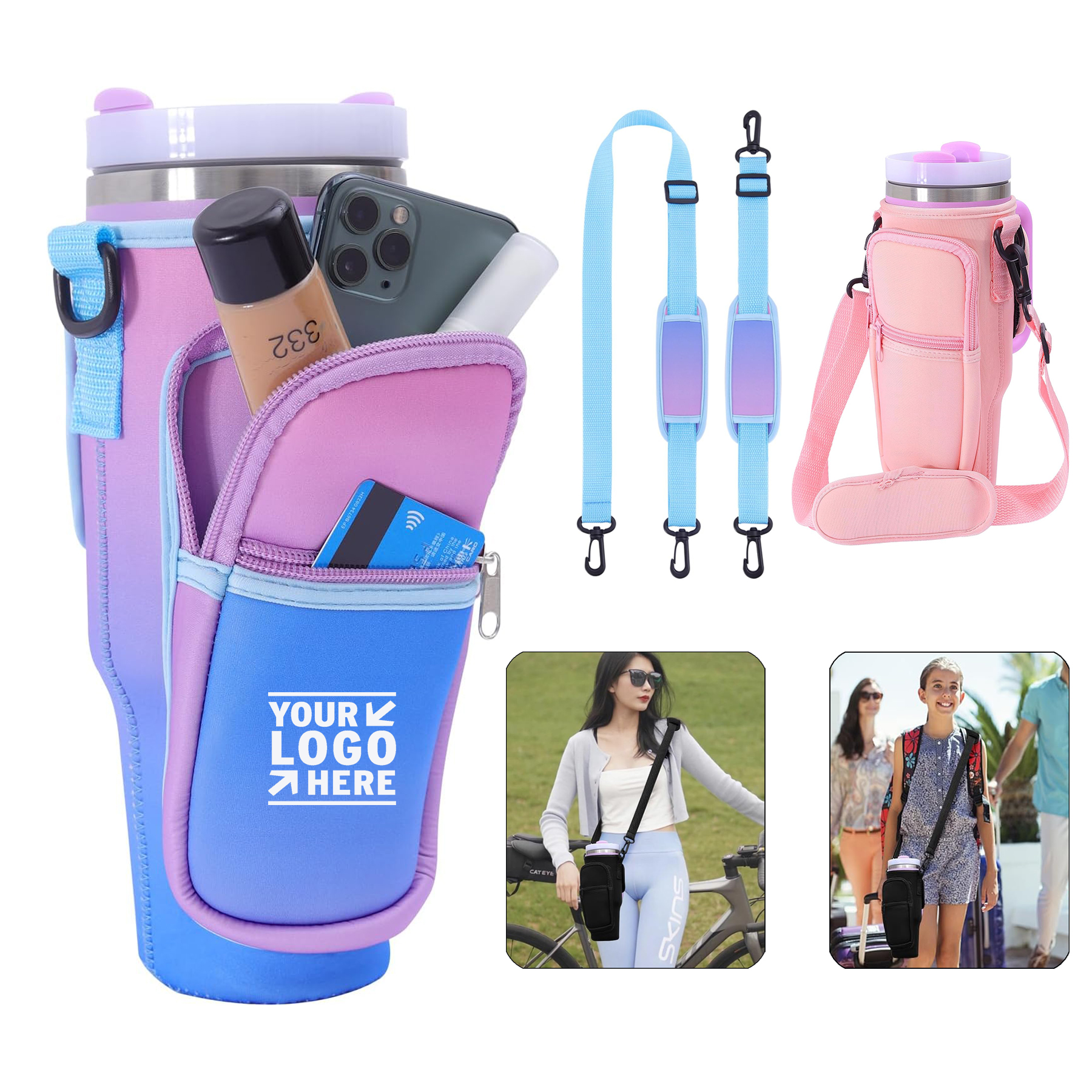 Travelling Camping Fit 40oz Stanley Tumbler With Handle Water Bottle Carrier Bag