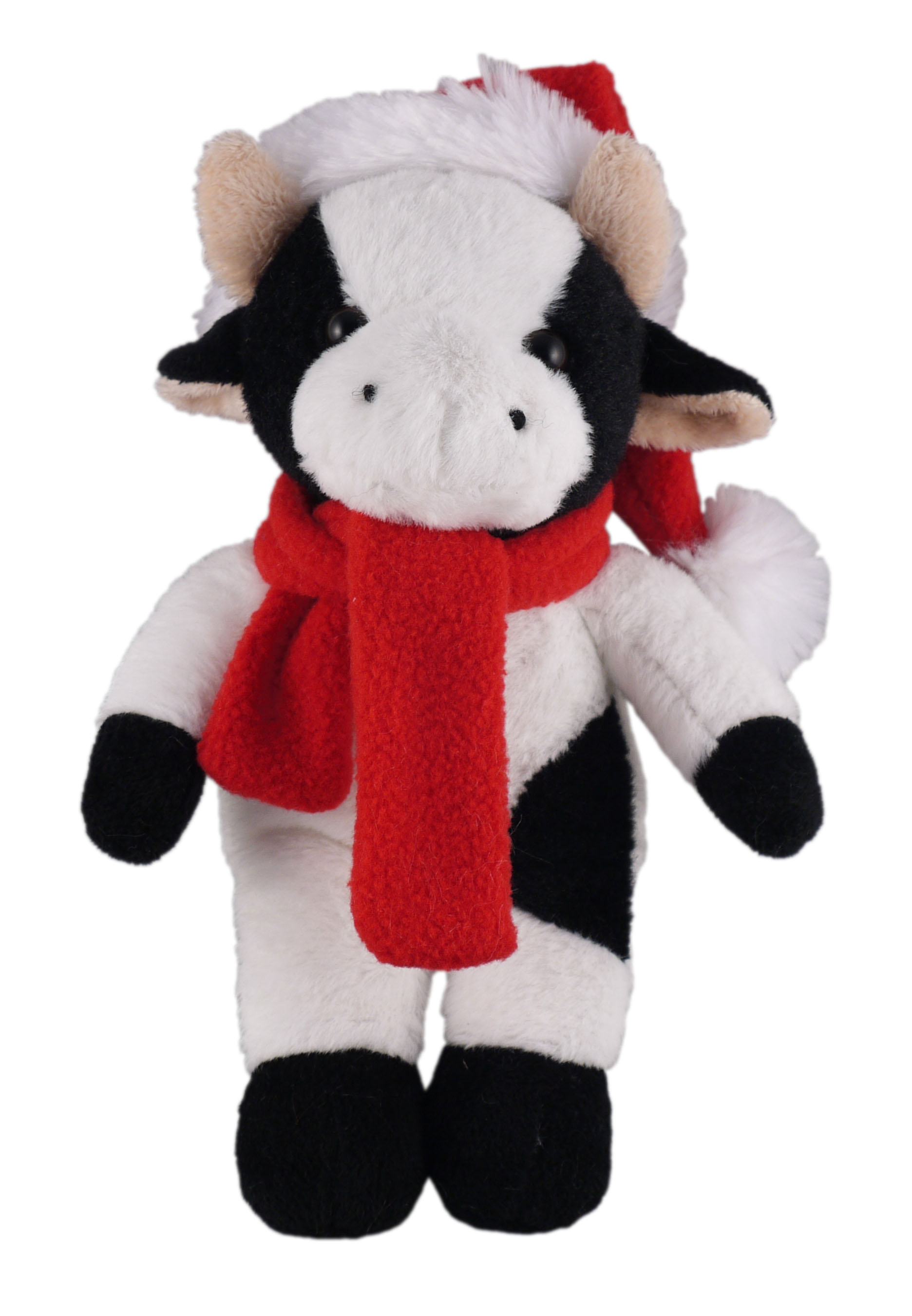Soft Plush Stuffed Cow with Christmas Hat and Scarf 2