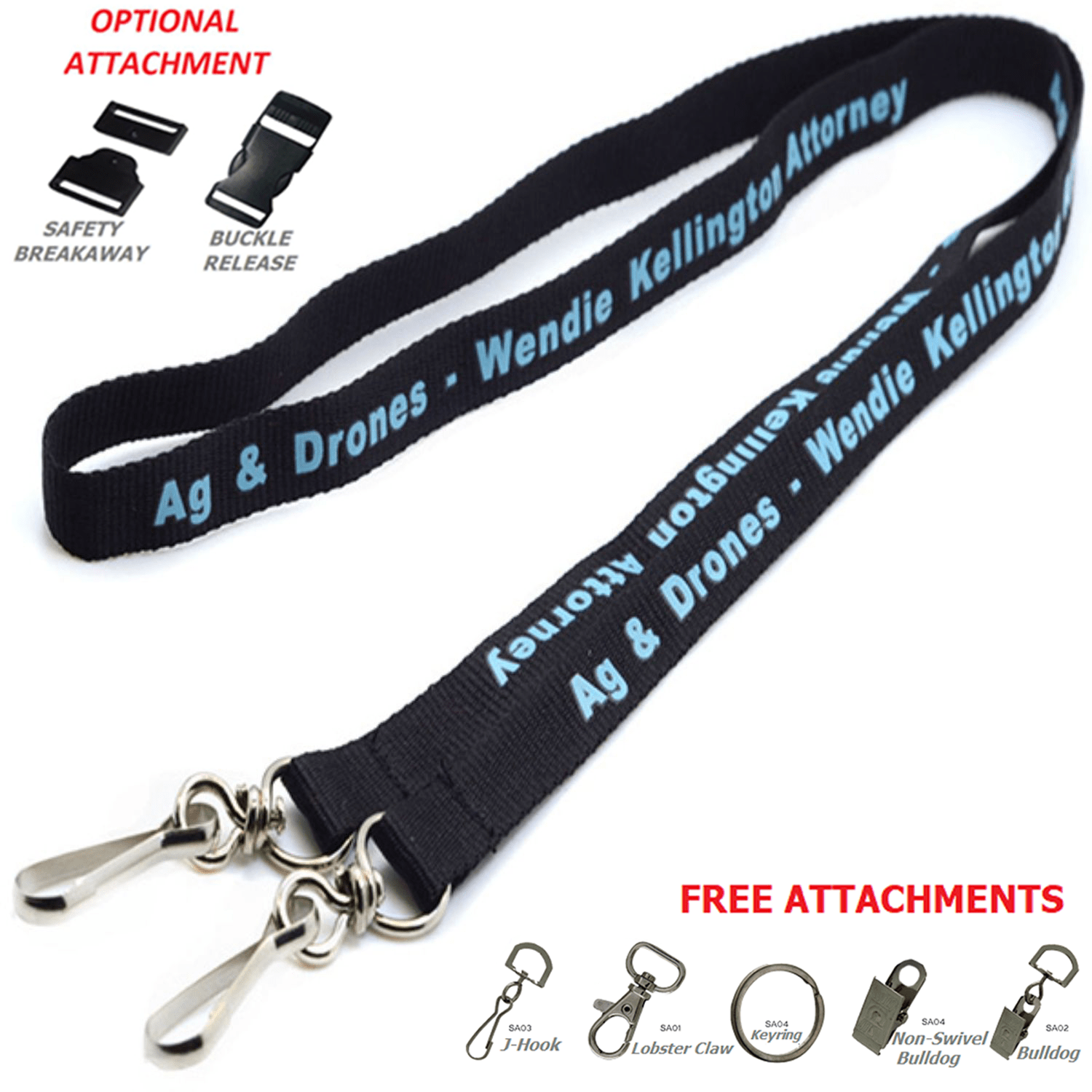 1/2" Double Ended Polyester Lanyard 1