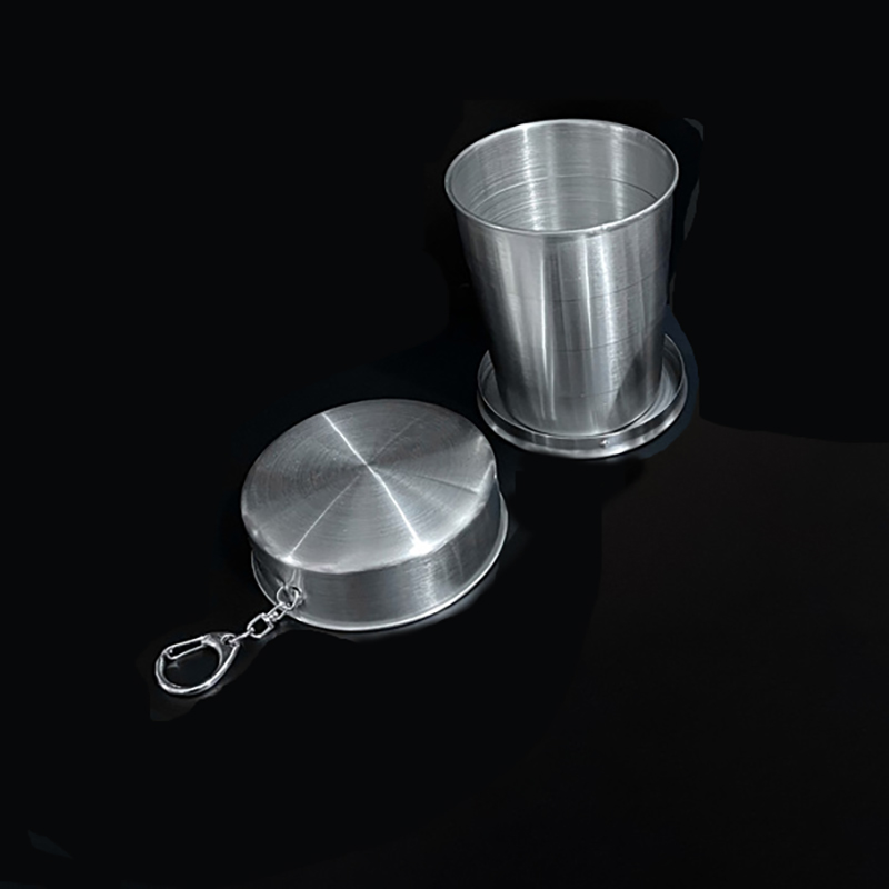 250ML Travel 304 Stainless Steel Collapsible Cup w/ Metal Keychain 11