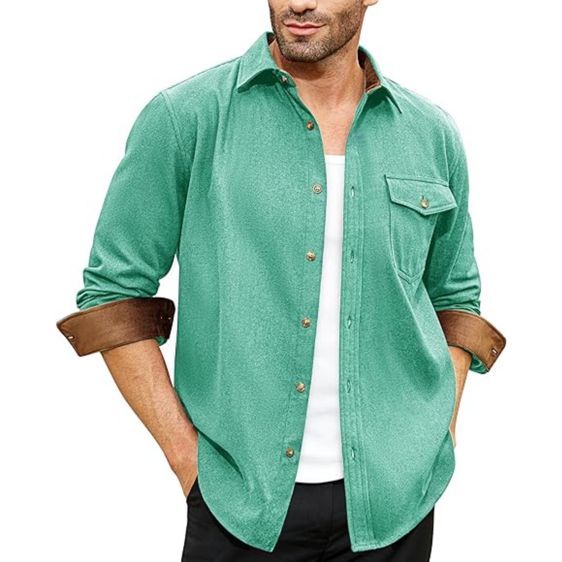 Man Long Sleeve Casual Jacket, custom dress shirt with logo imprint 2