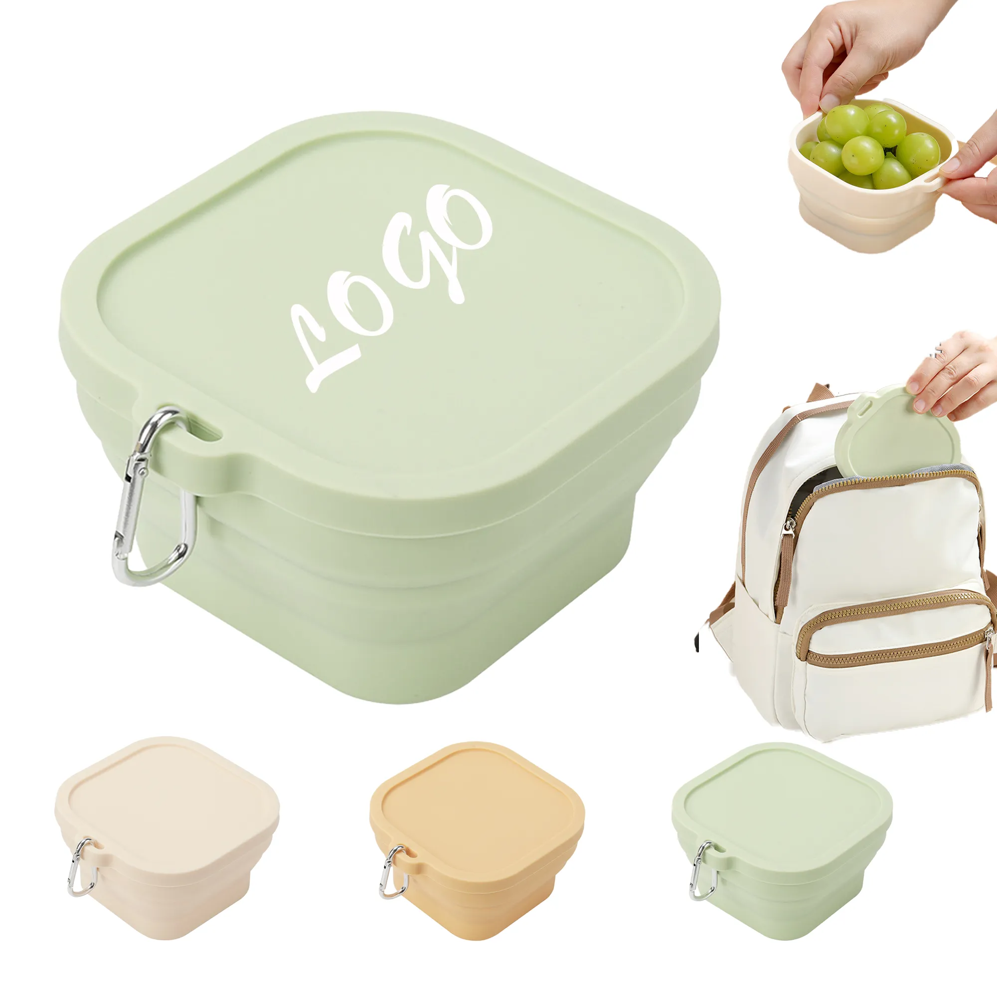 13.5oz Silicone Collapsible Food Bowl Travel Camping MOQ 20