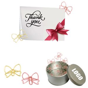 Tie Bow Shaped Paper Clips in Tin Box 8