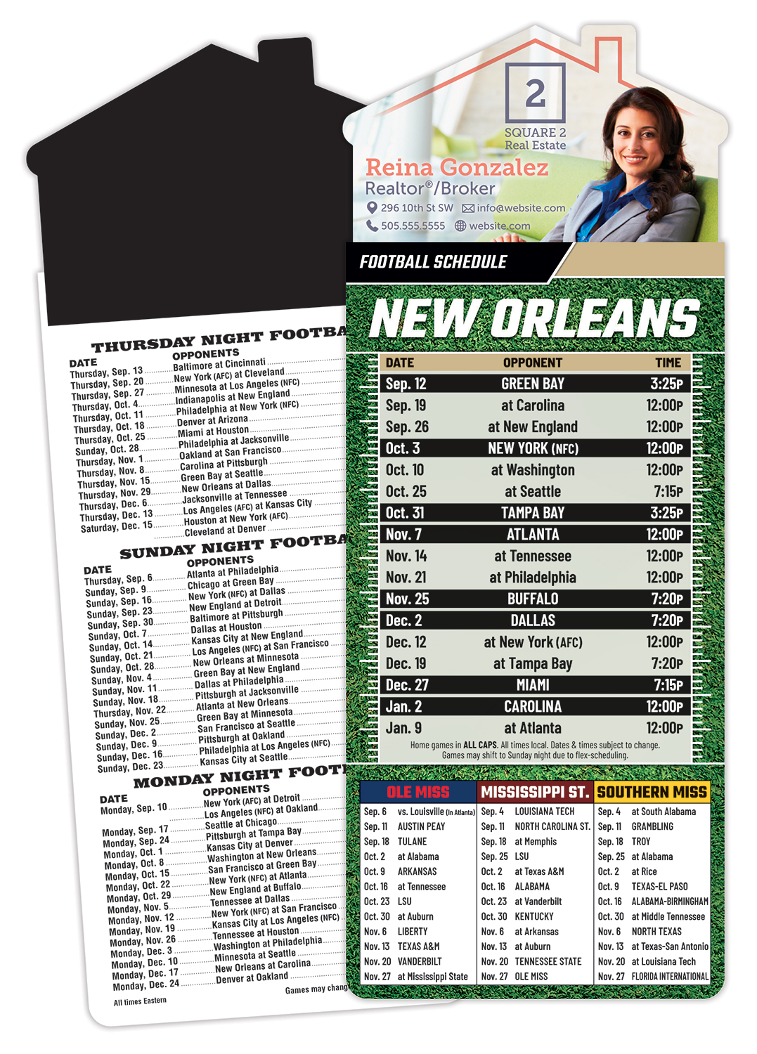 Magna-Card House Shape Magnet Football Schedules (3.5x9)