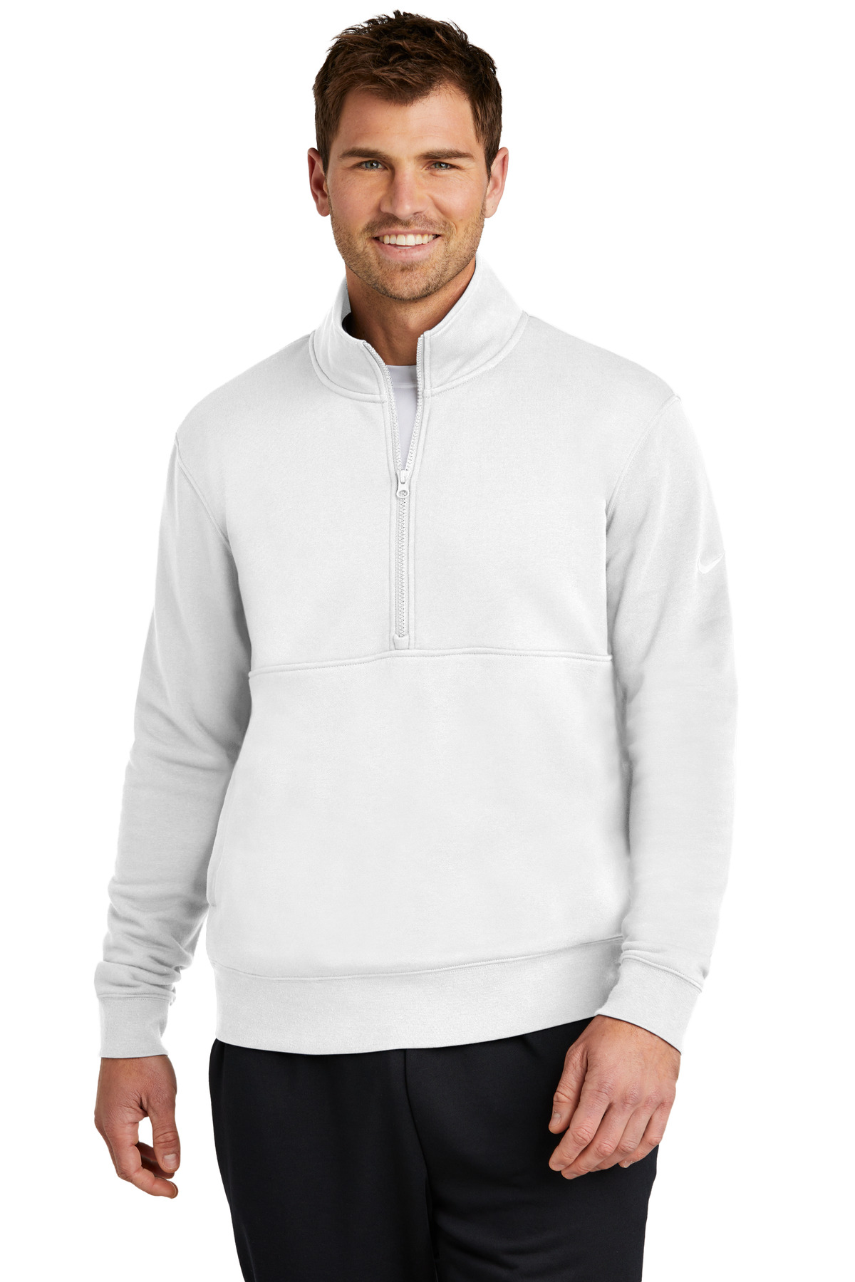 Nike Club Fleece Sleeve Swoosh 1/2-Zip NKDX6718, custom hoodie or sweatshirt with logo imprint 57