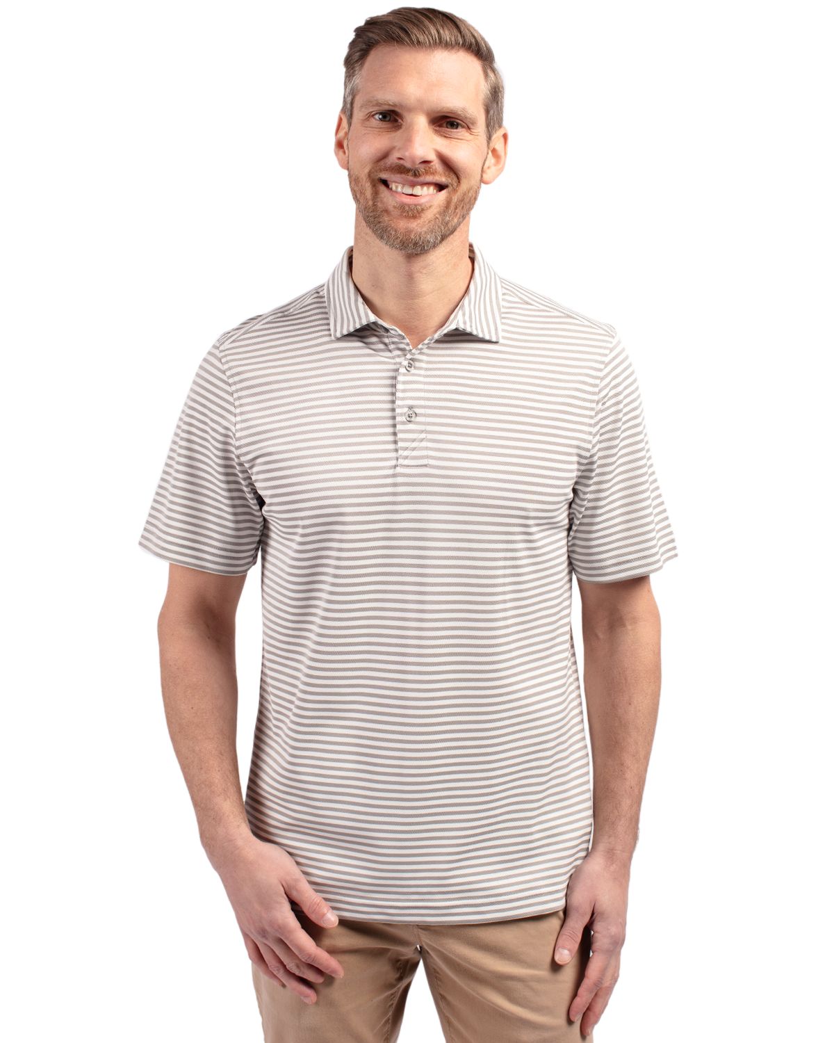 Cutter & Buck Virtue Recycled Stripe Featherlight Pique Mens Big & Tall Polo Big & Tall 64