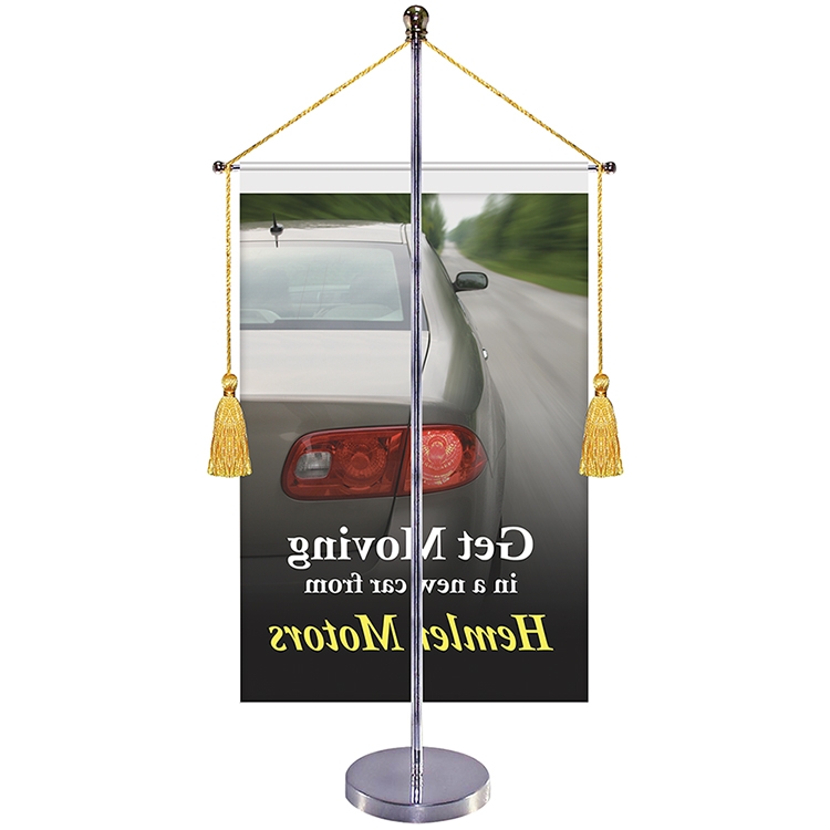 11-19.7" Metal Telescopic Flagpole with One Single Reverse Banner with Hanging Cord 2