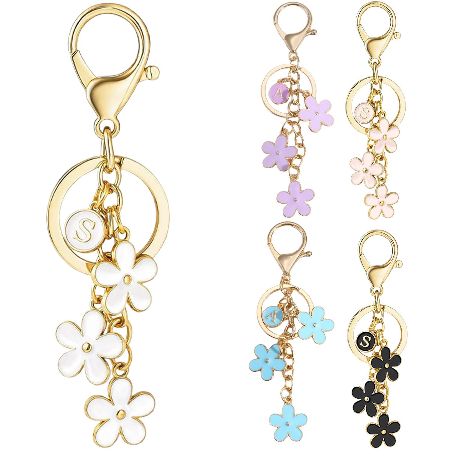 Custom Letter Floral Keychain 7