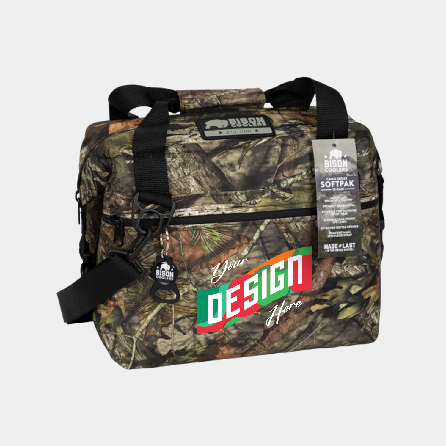 Mossy Oak® 12-Can Bison® USA-Made SoftPak Cooler Bag (13" x 8" x 11") 2