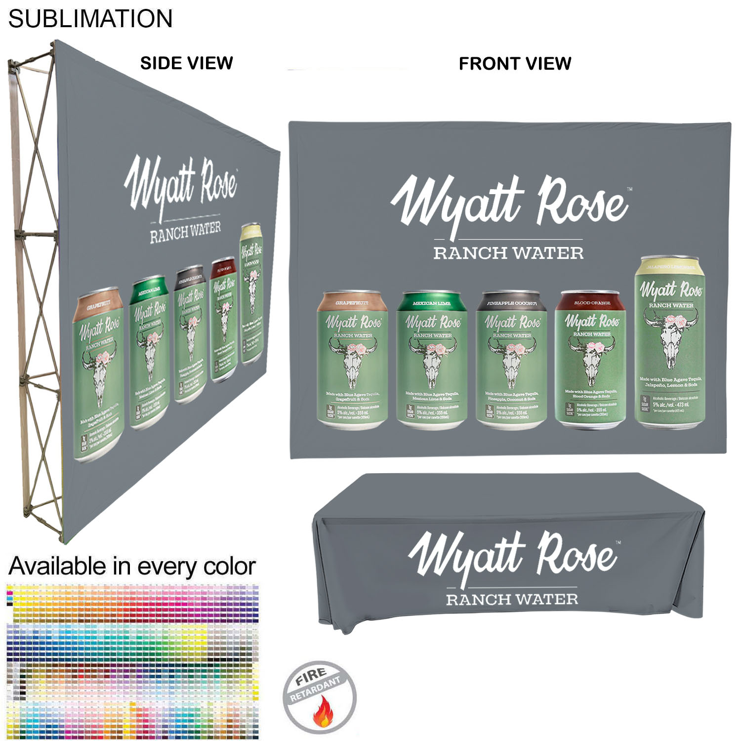 Tradeshow booth package Ultra, 10' Straight Fabric Wall Display and Premium 8' tablecloth open back 5