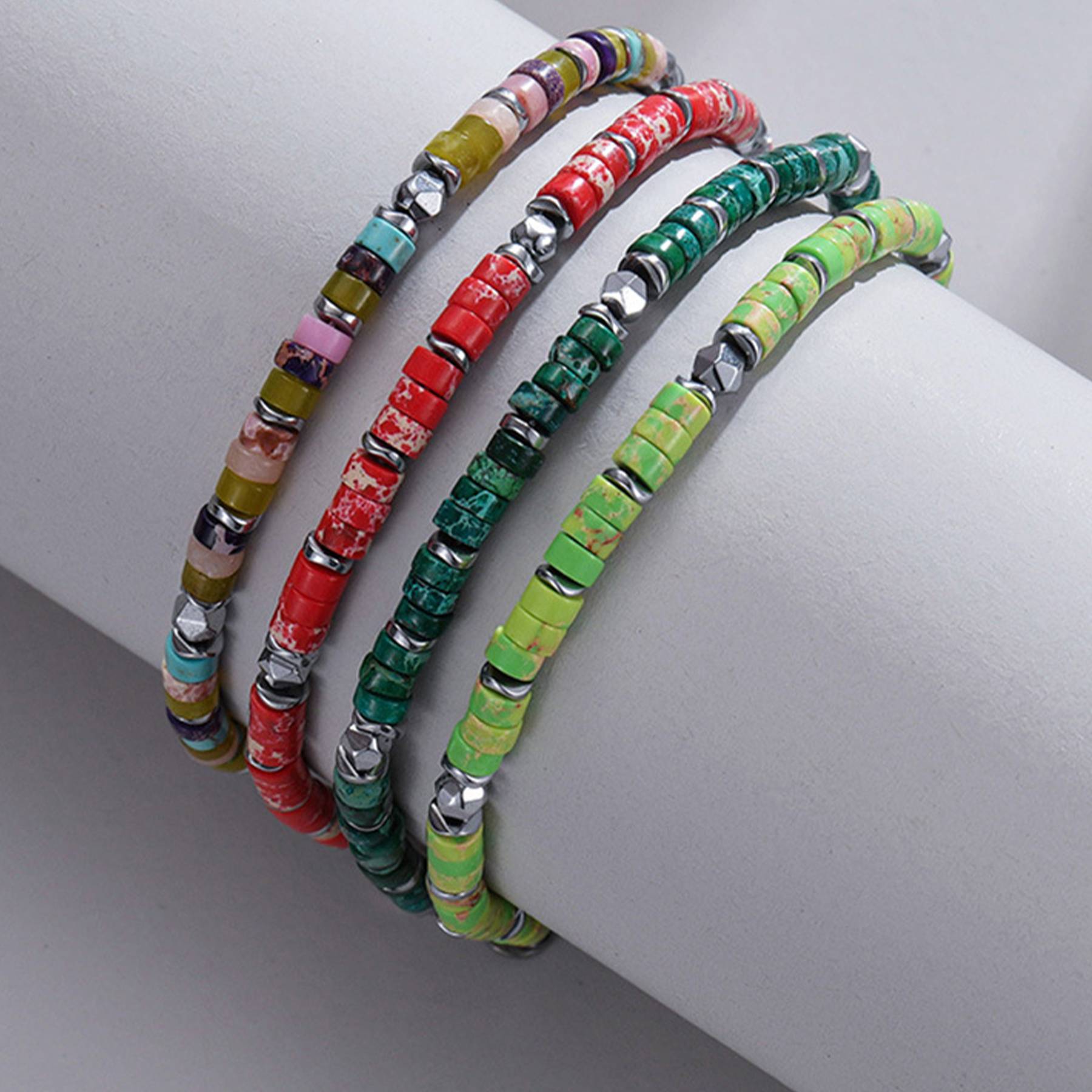 Stainless steel vintage dark green bracelet 6