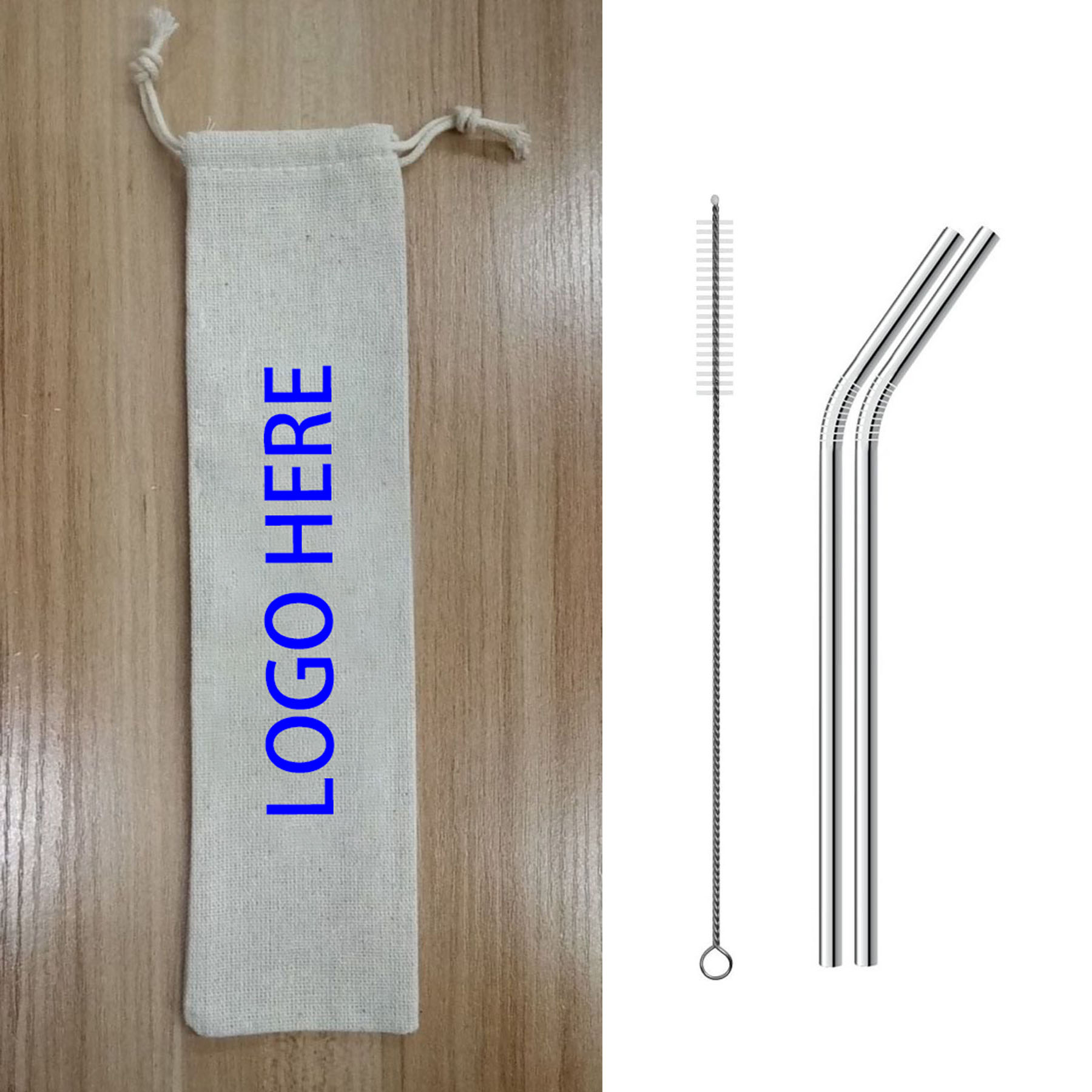304 Stainless Steel Straws Set with Burlap Bag 2