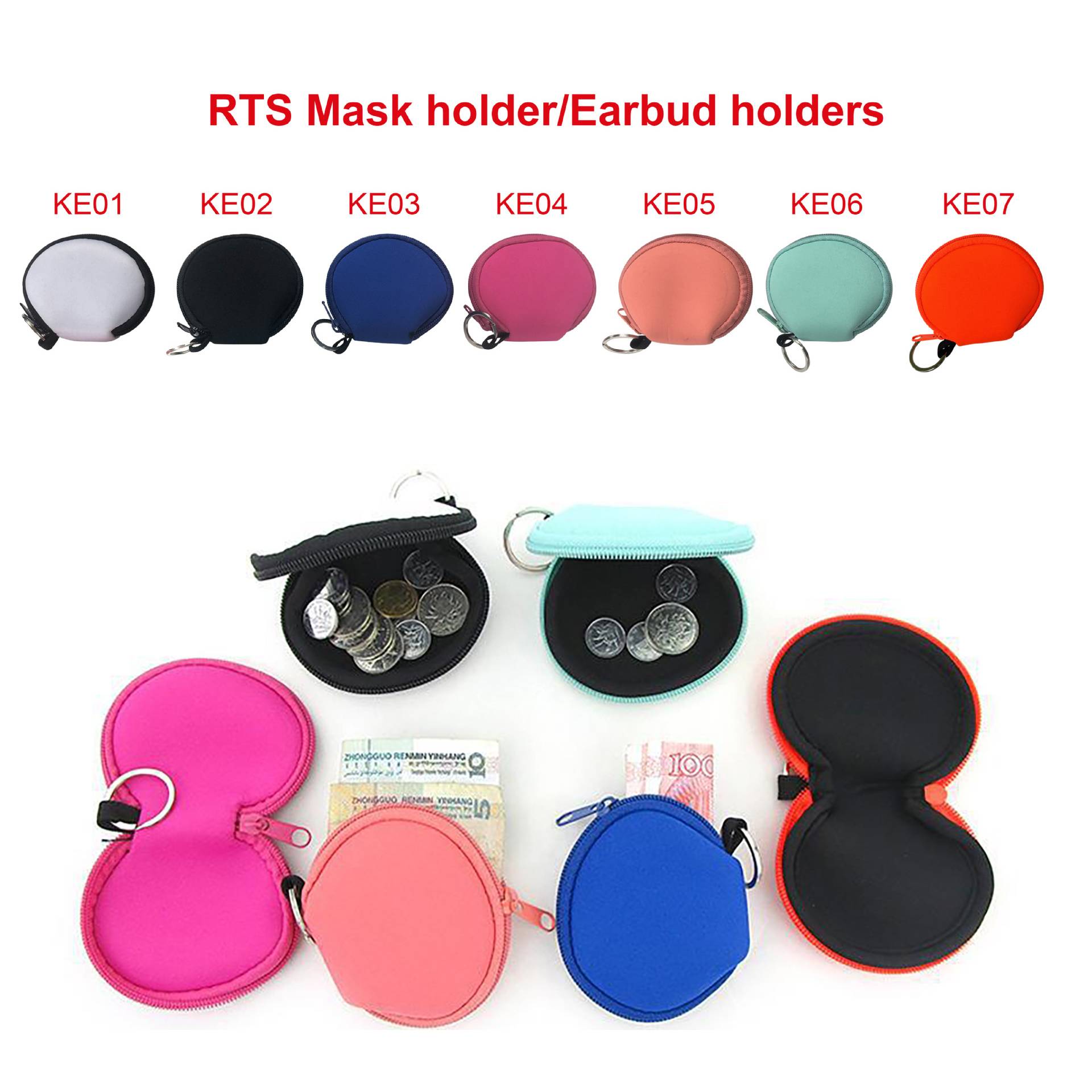 Waterproof Neoprene Earbud Case/Bag Zipped Coin Purse 5