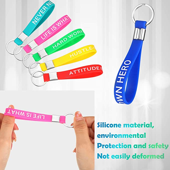 Motivational Silicone Bracelet Key Chains 7