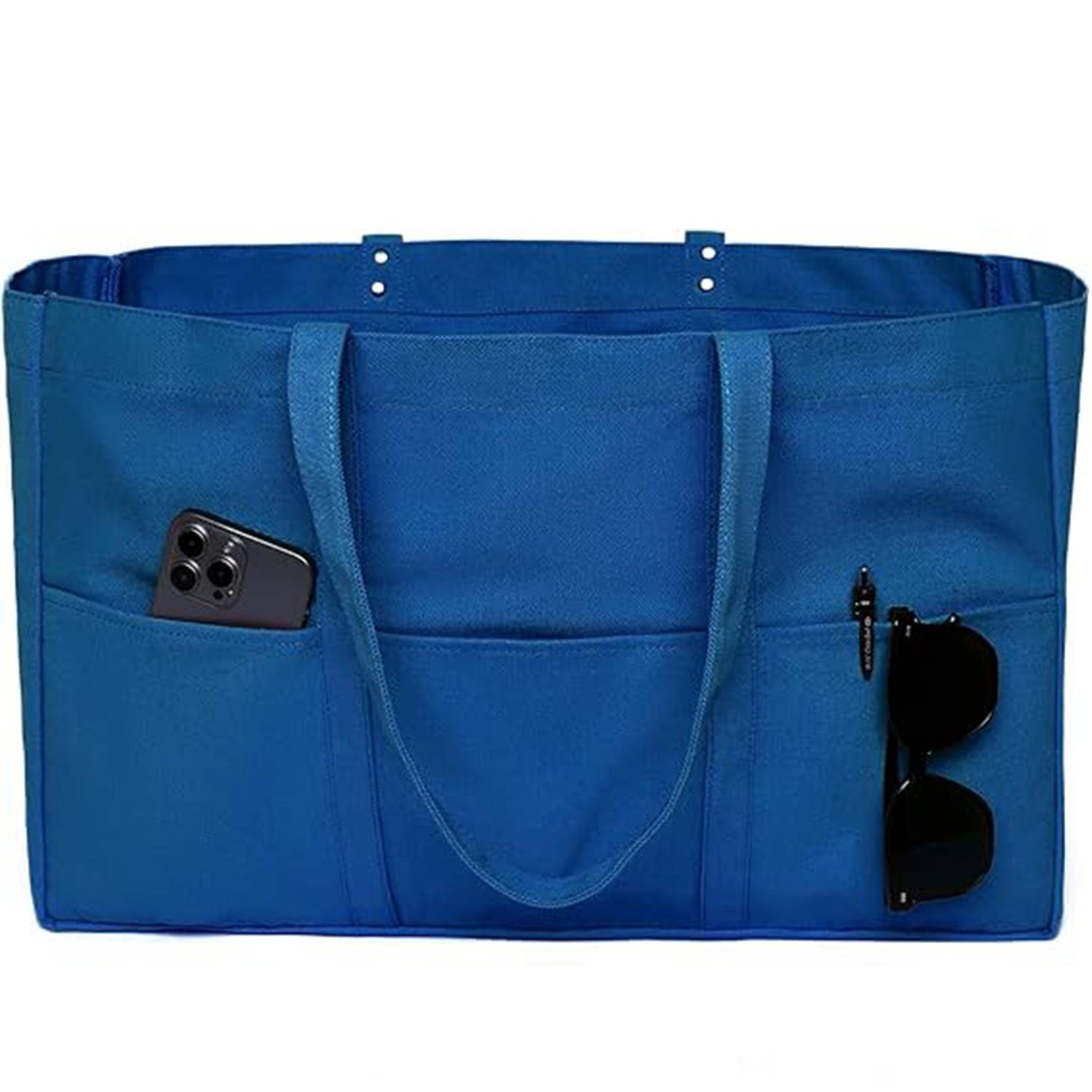 Large Capacity Canvas Tote Bag w/ Pocket for Work Travel, custom tote bag with logo imprint 4
