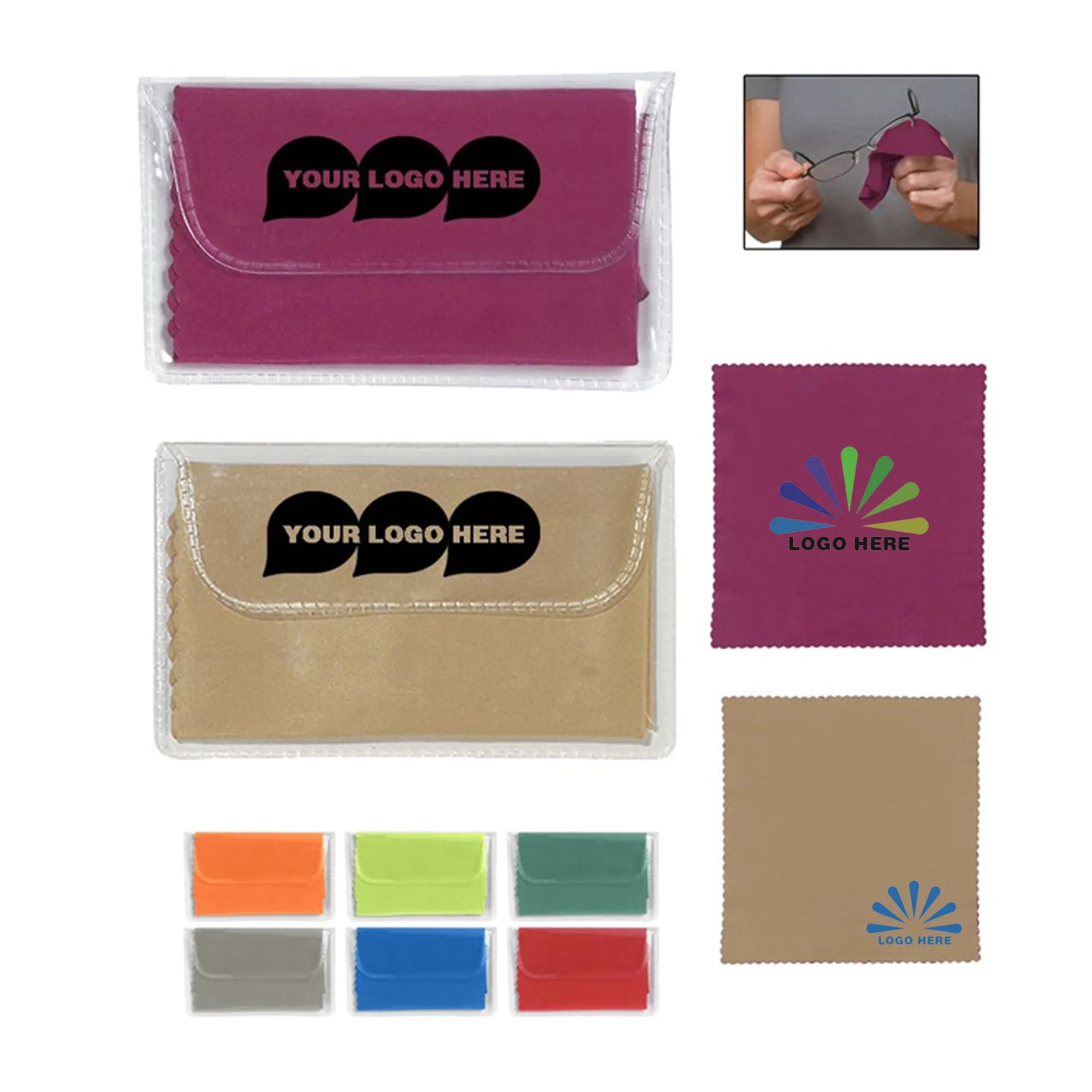 Premium Full-Color Microfiber Cleaning Cloth with PVC Case