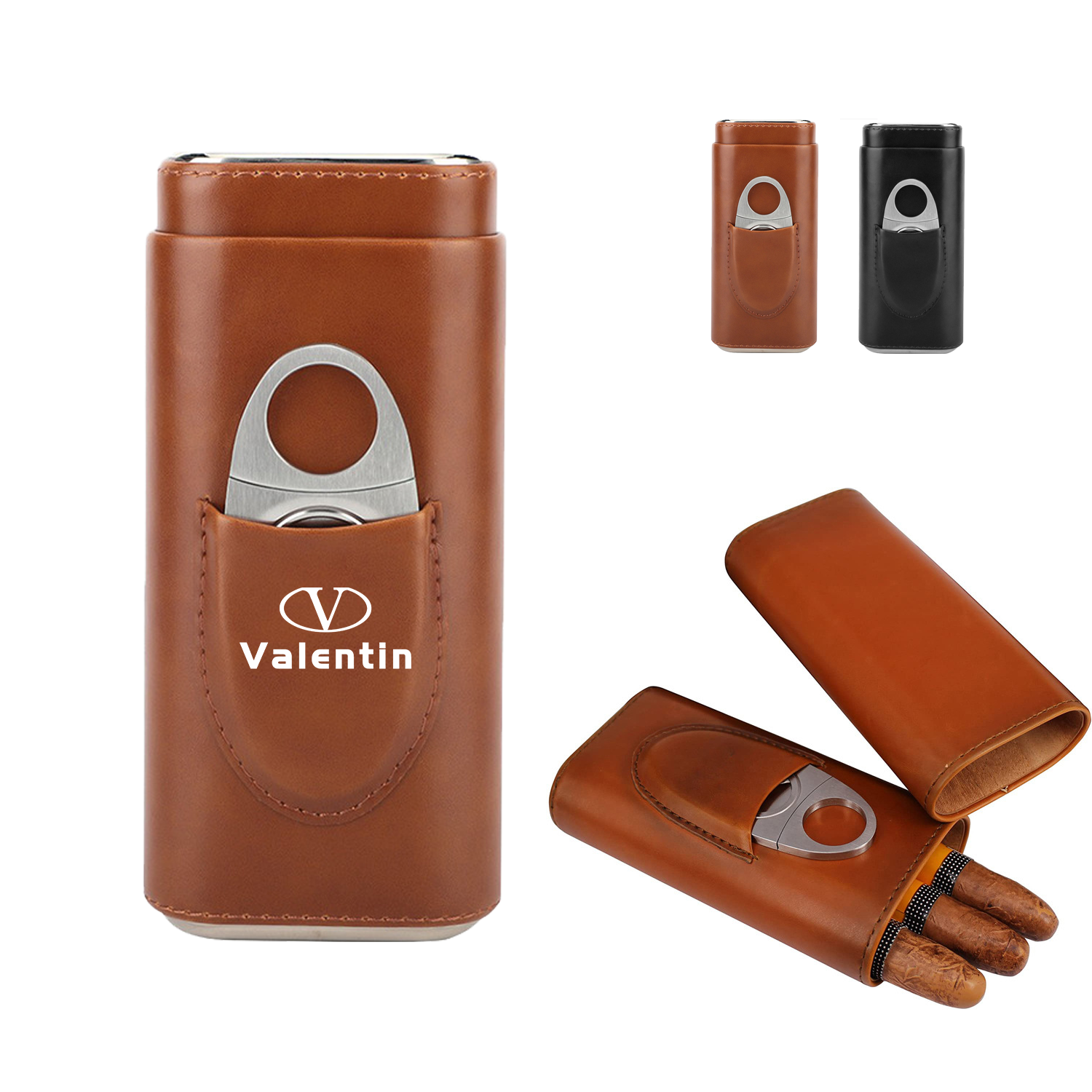 Leatherette Cigar Case With Cutter 2