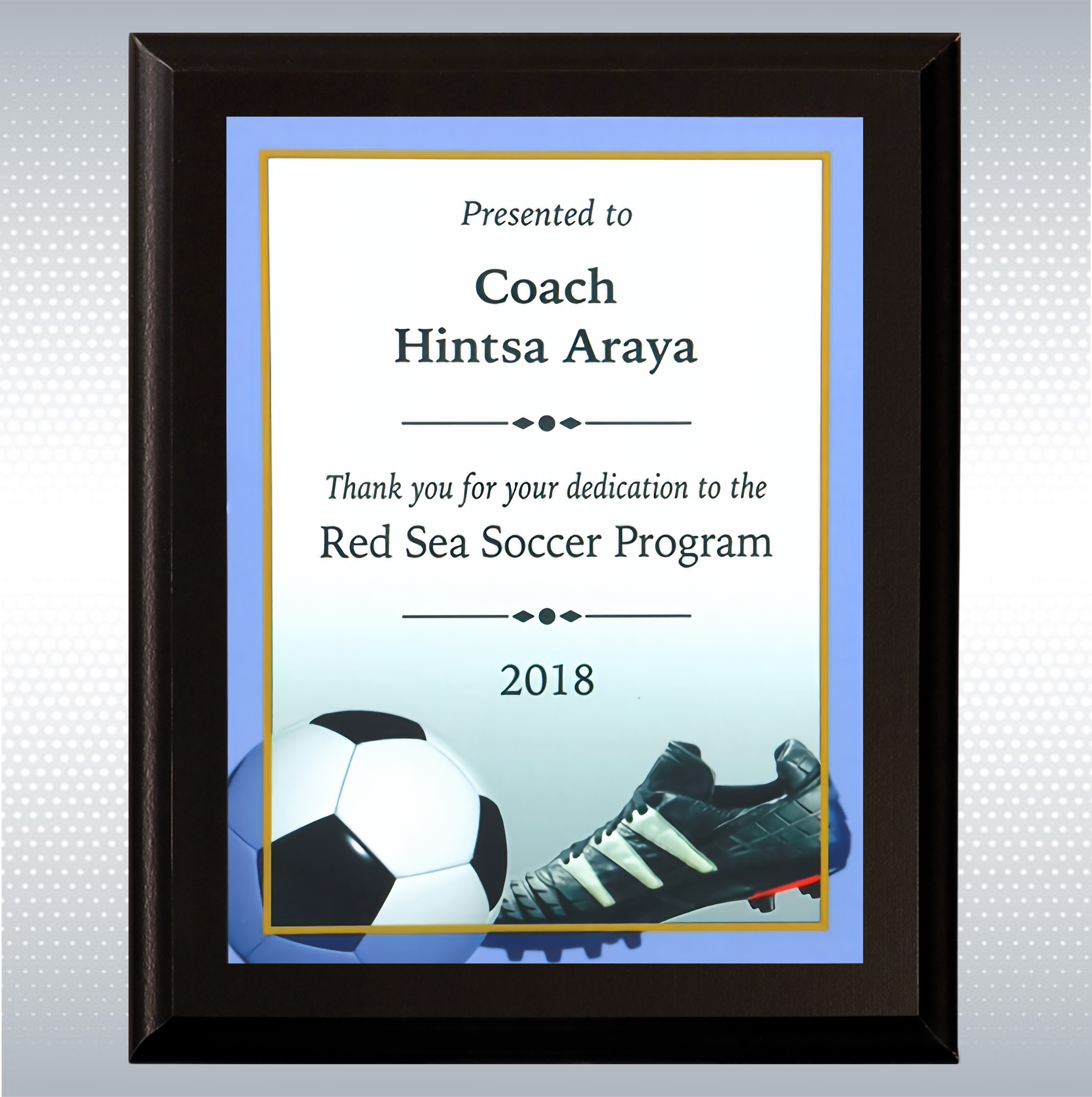 Black Matte Finish Wood Plaque w/Full Color Sublimated Plate 9