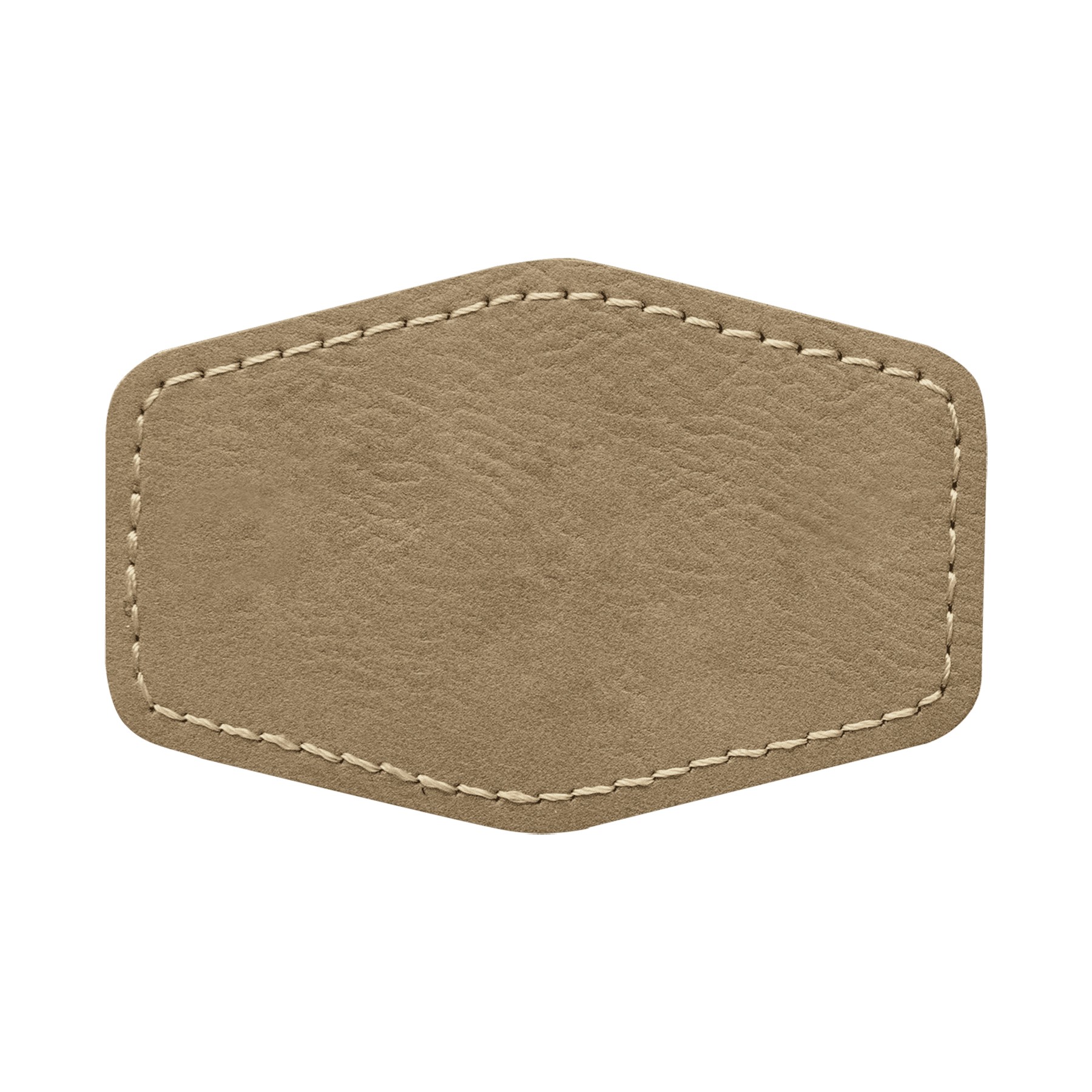 3" x 2" Light Brown Leatherette Hexagonal Patch with Adhesive 2