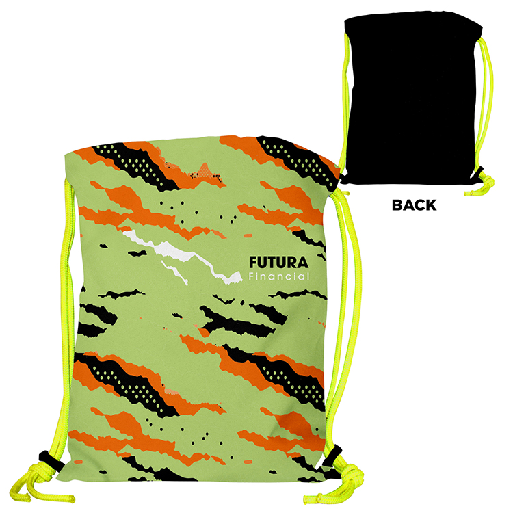 Super Drawstring Pack (One side Imprint)-Neon Yellow Heavy Rope 3