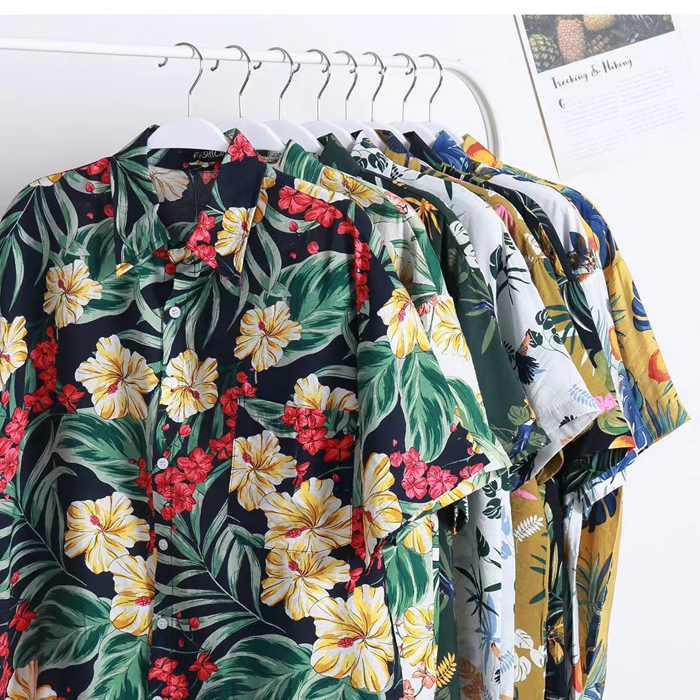 100% Polyester Regular Fit Short Sleeve Casual Hawaiian Shirt for Men 1