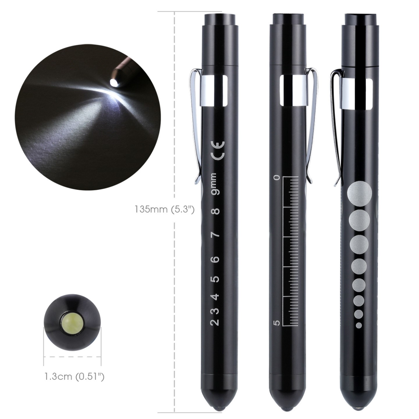 Aluminum Alloy Pen Flashlights with Pupil Meter and Ruler Board 4
