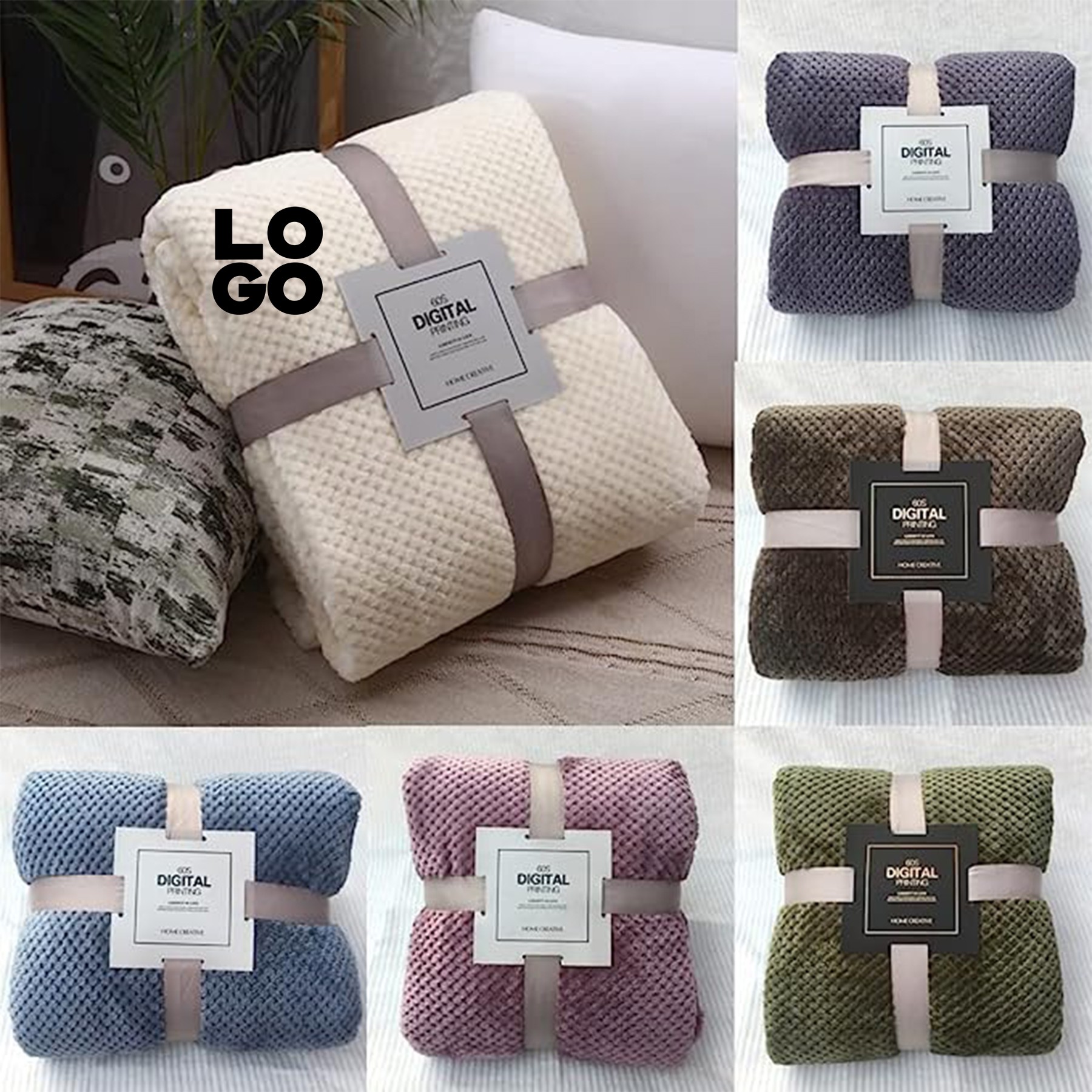 Large Mesh Flannel Throw Blanket