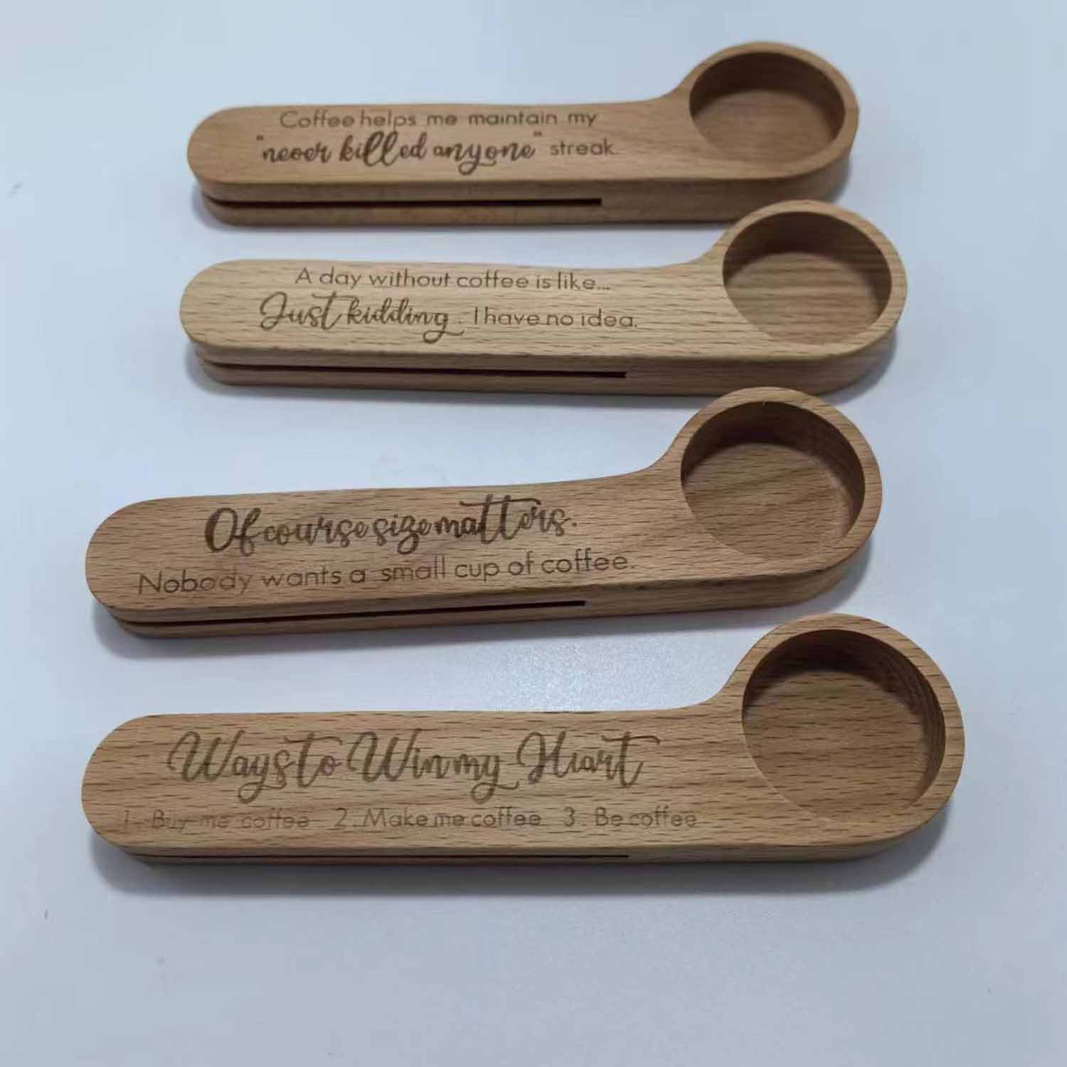 Measuring spoons of coffee beans wooden 4