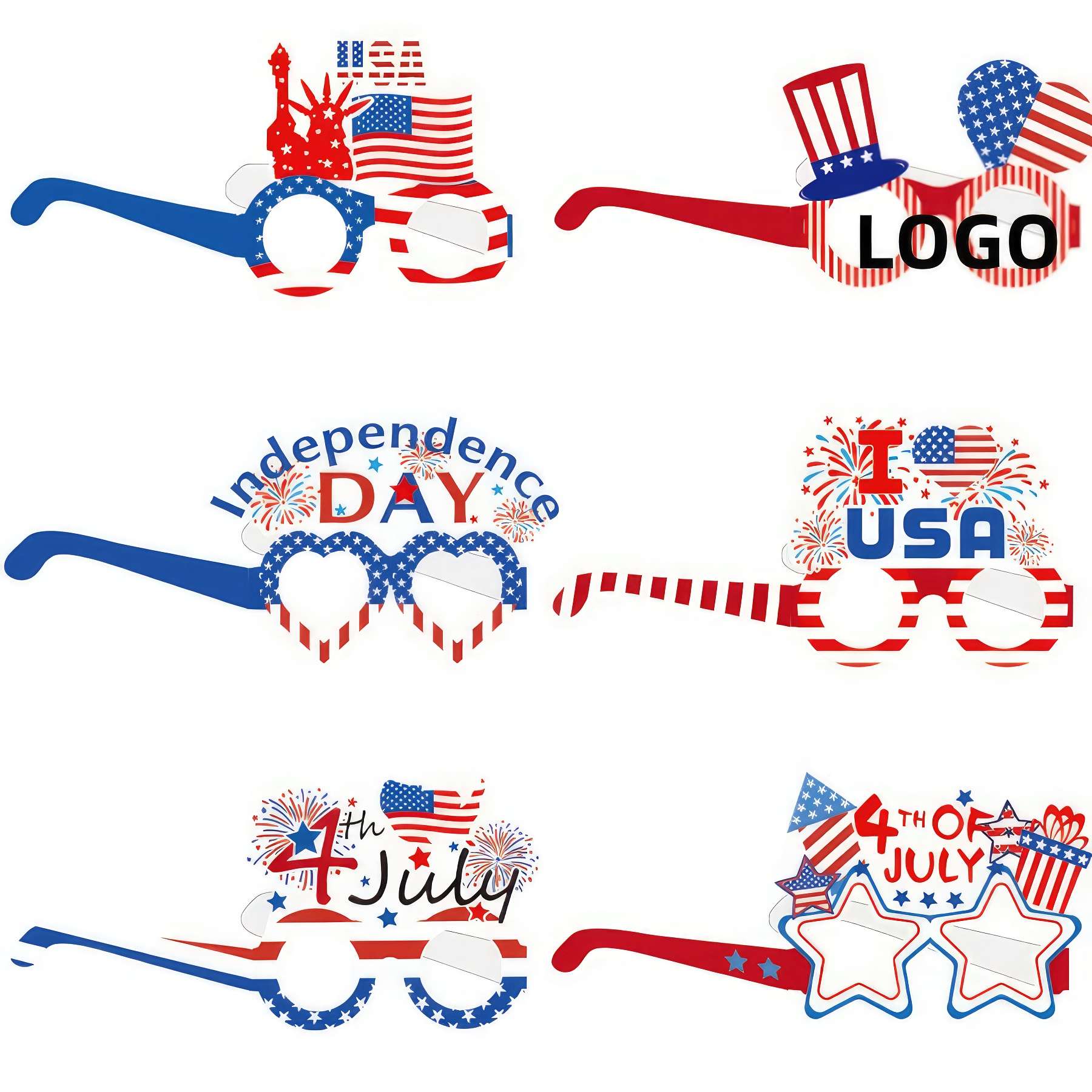 Fourth of July Paper Eyeglasses Patriotic Party Costume 2