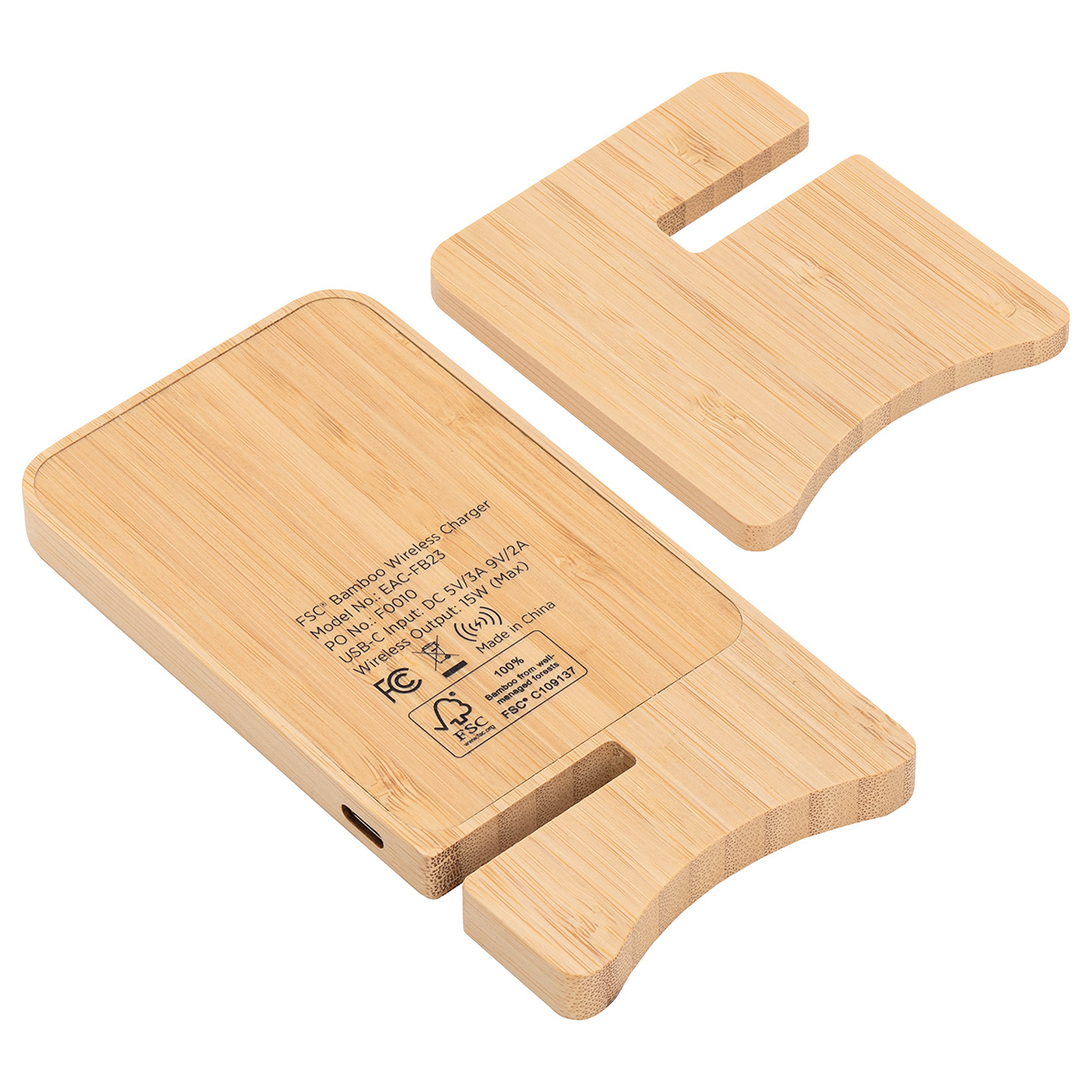 Bamboo Wireless Charger Portable Phone Stand 12