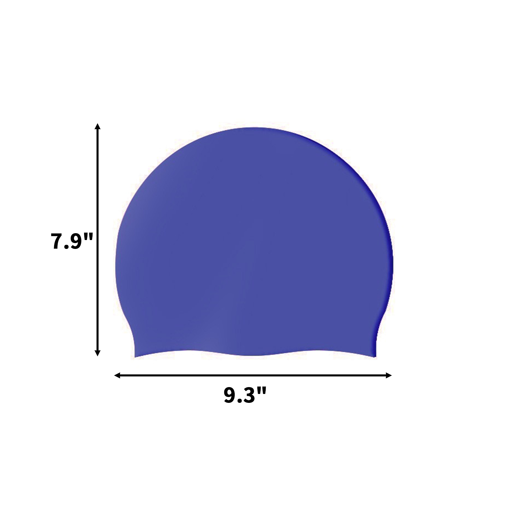 Silicone Swim Cap Unisex Adult 9.3" x 7.9" 5