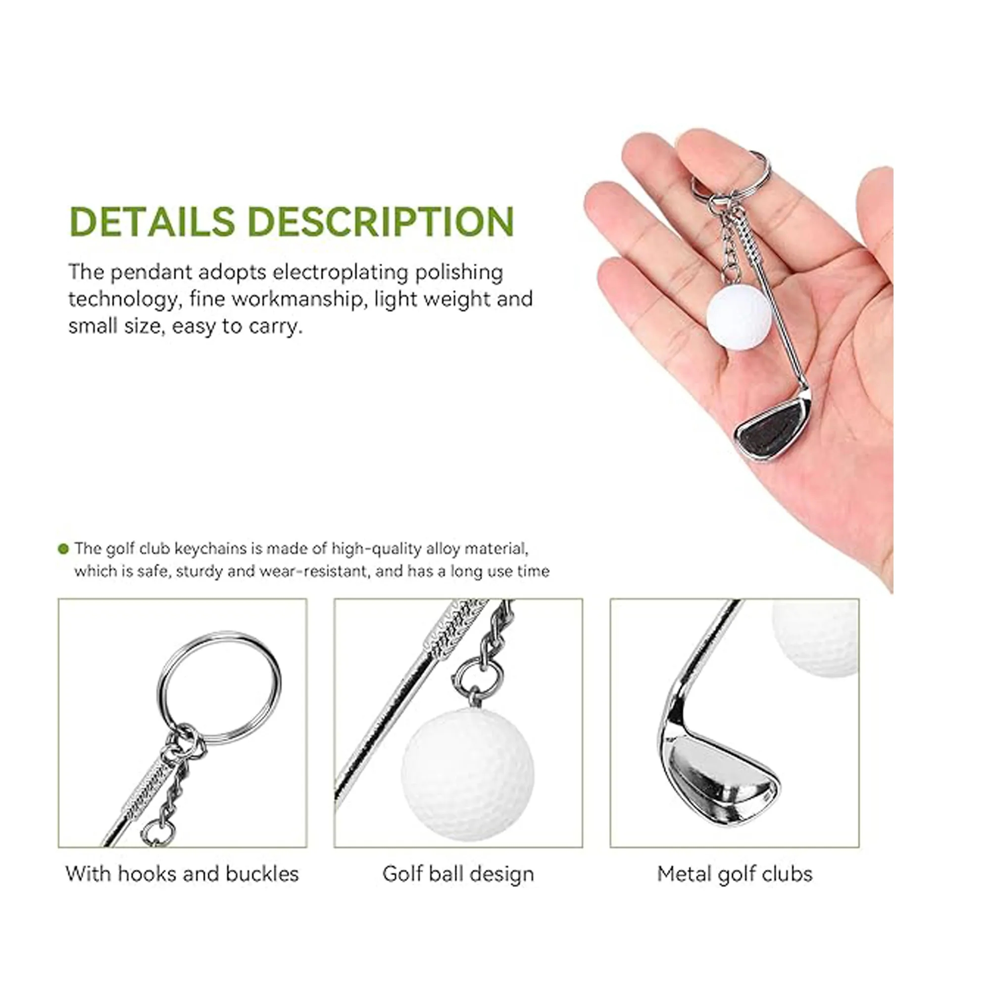 Mini Golf Ball Pole Pendant Keychain 4