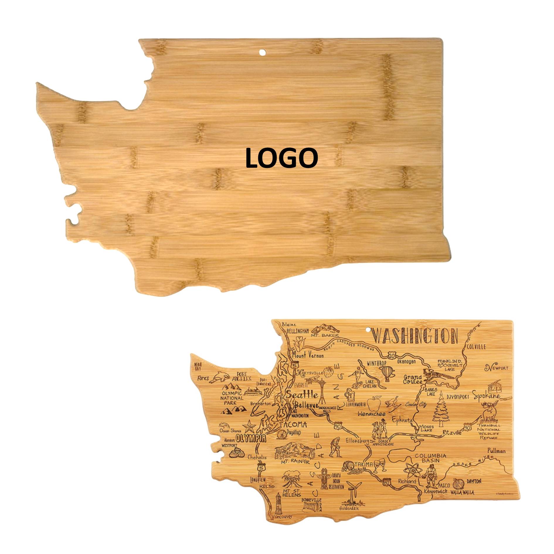 Washington Shaped Wooden Cutting Board 2
