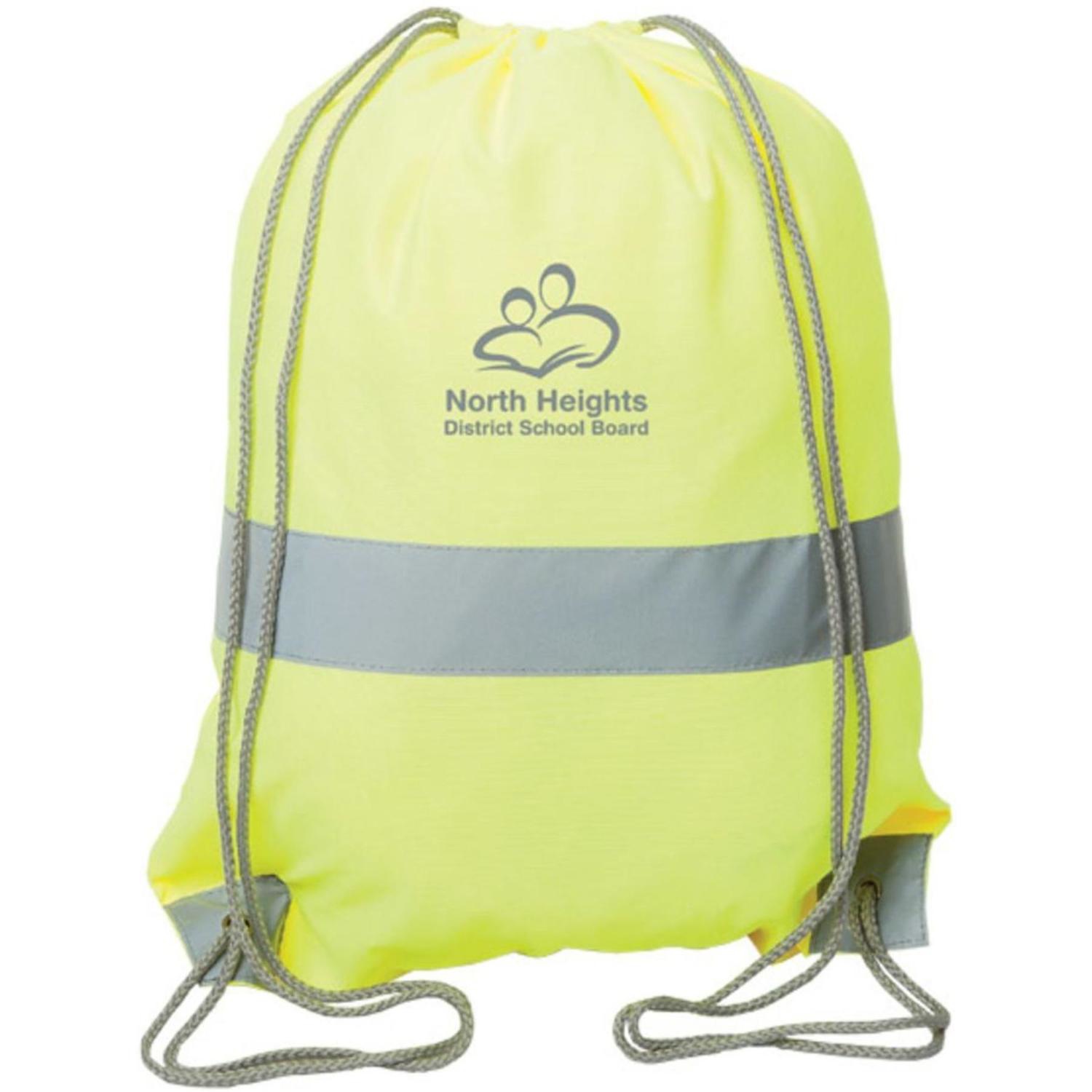 Sports Cinch Bag Reflective Tape Safety Drawstring Backpack