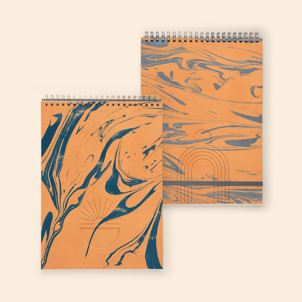 Taskpad - Marbled + Debossed Leather Cover - Size T3 1