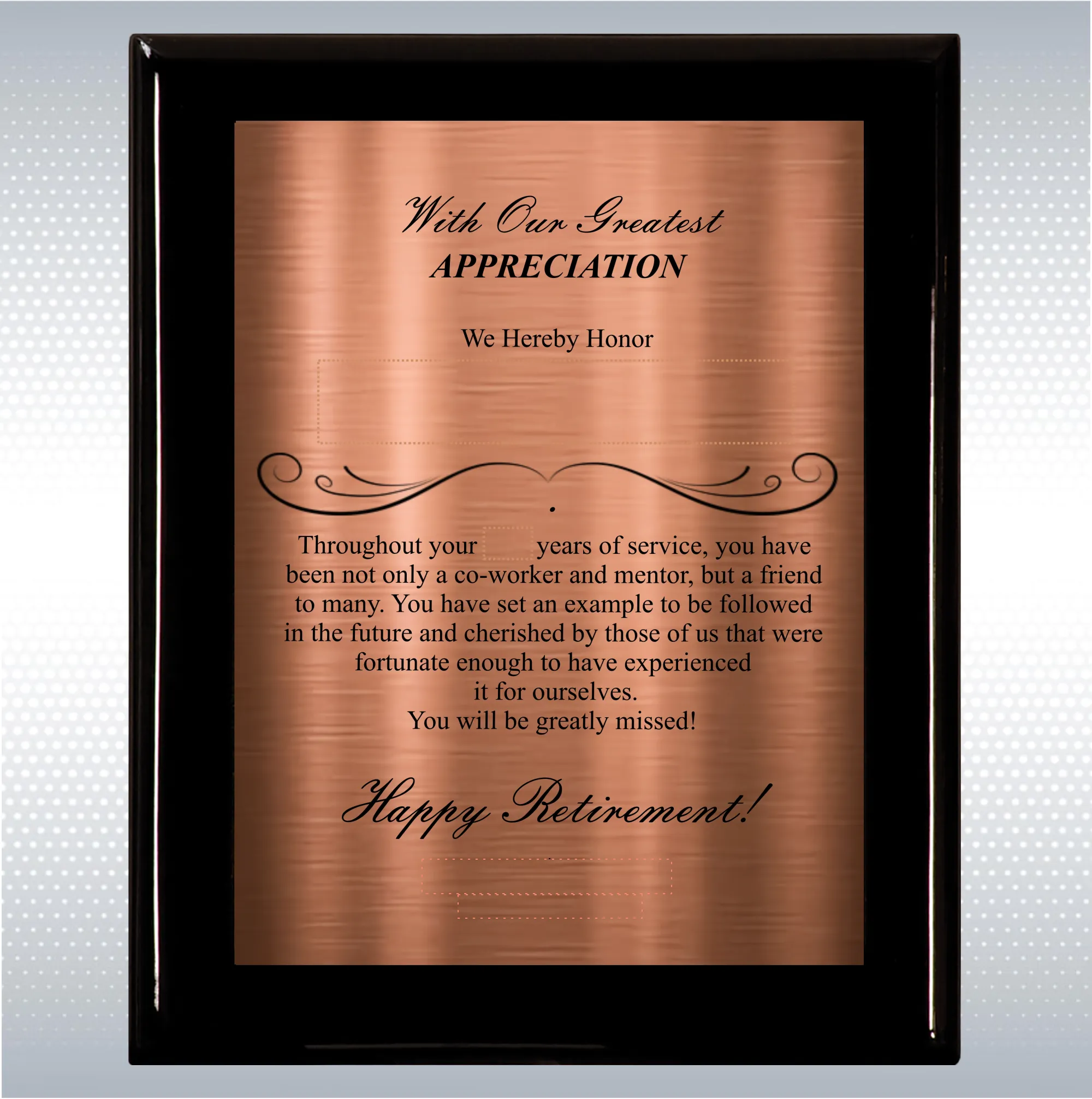 Black Piano Finish Wood Plaque Retirement Gift Award 4
