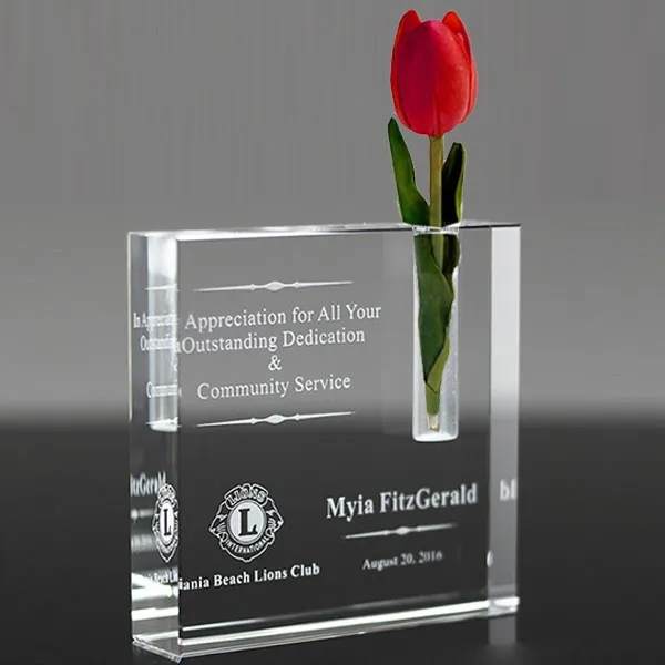 Optical Square Crystal Bud Vase 1
