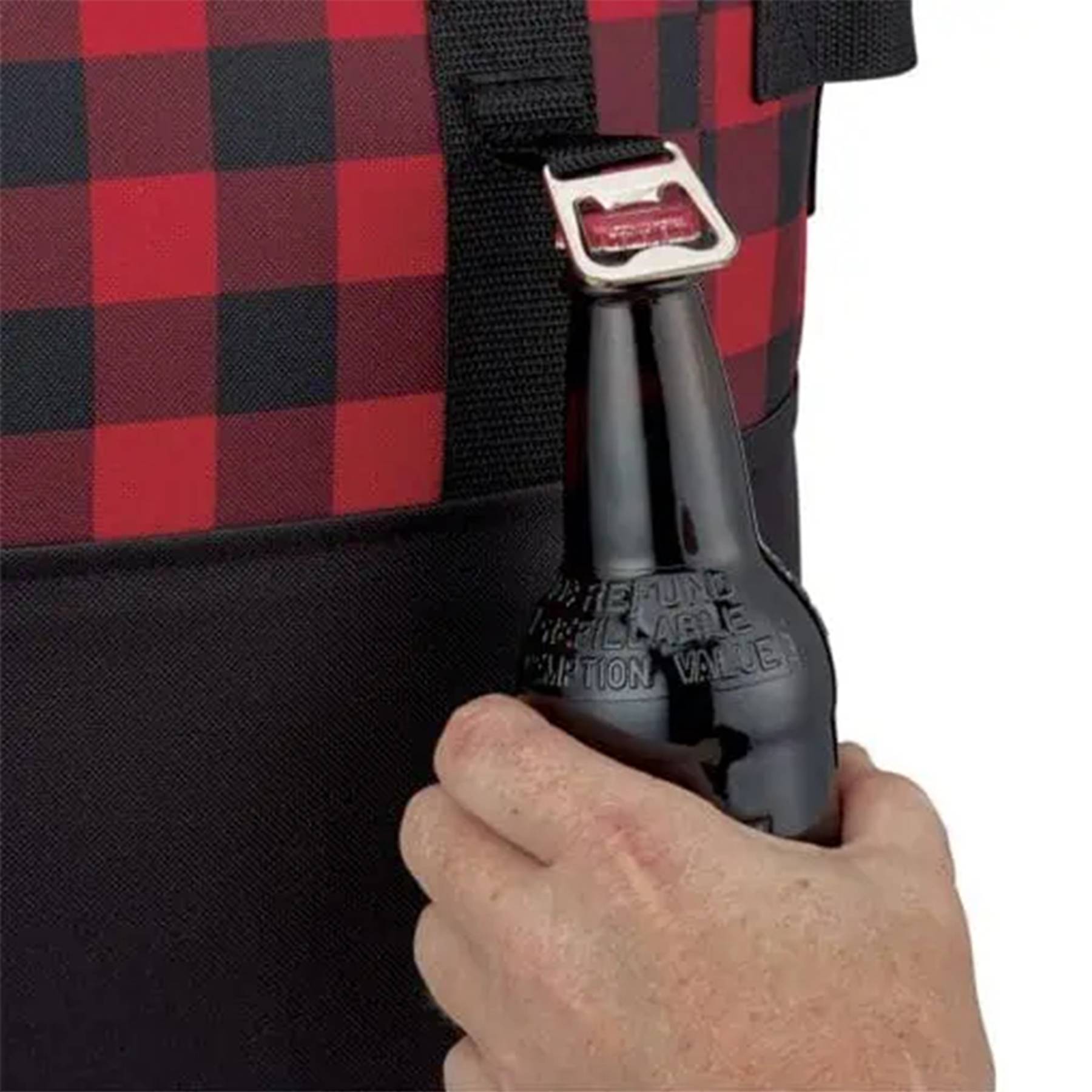 Plaid Pattern Cooler Insulated Bag W/ Bottle Opener 2